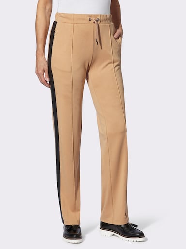 Schlupfhose mit Streifen in Leder-Optik - camel