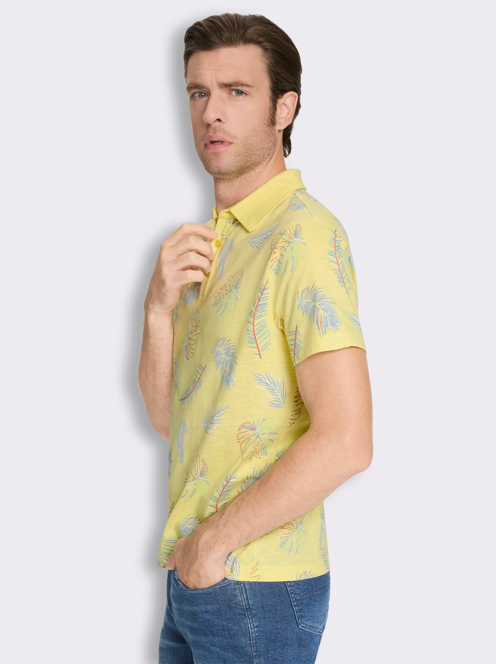 Marco Donati Kurzarmshirt mit exotischem Dessin - zitrone-bedruckt