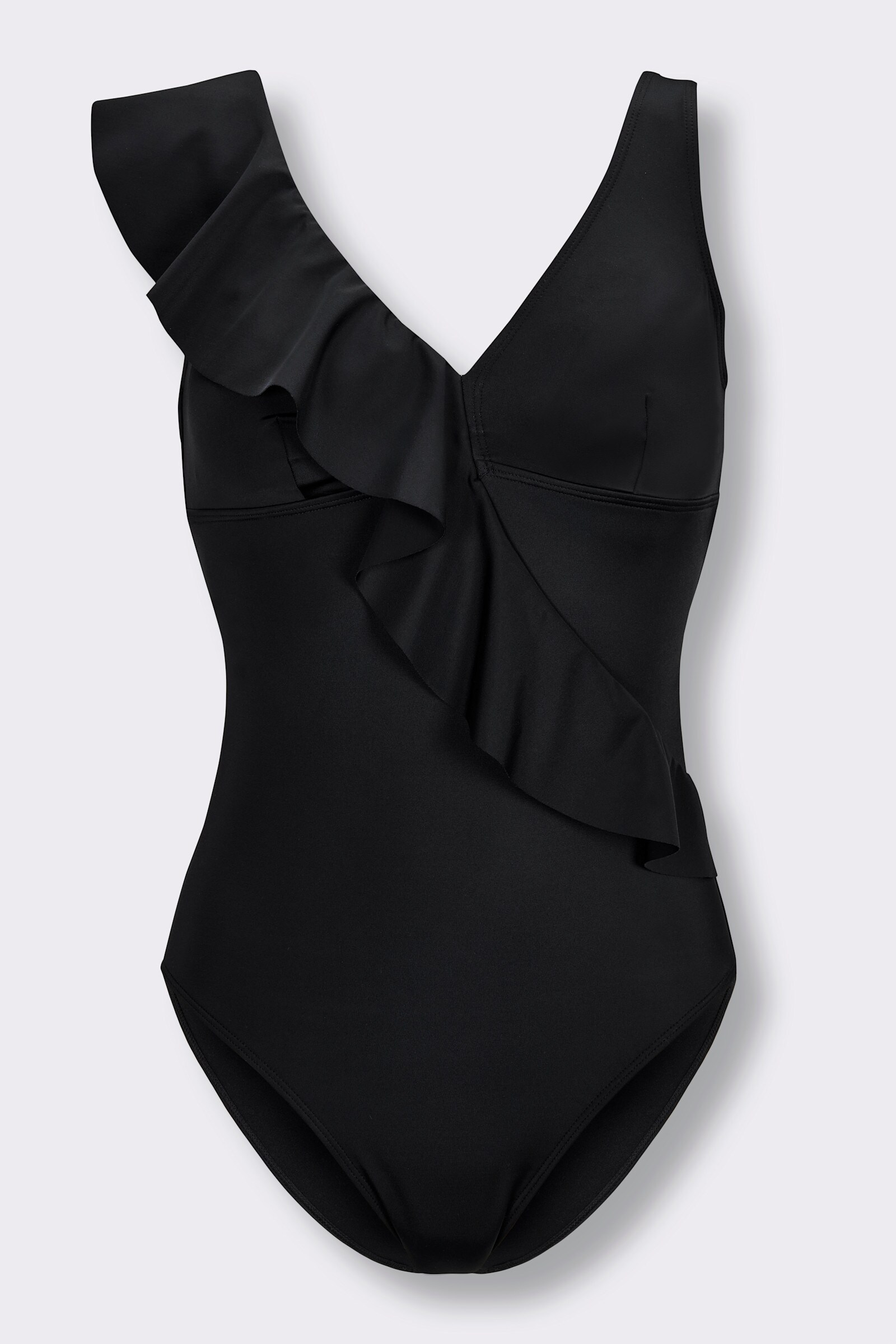 feel good Badeanzug mit Volant - schwarz