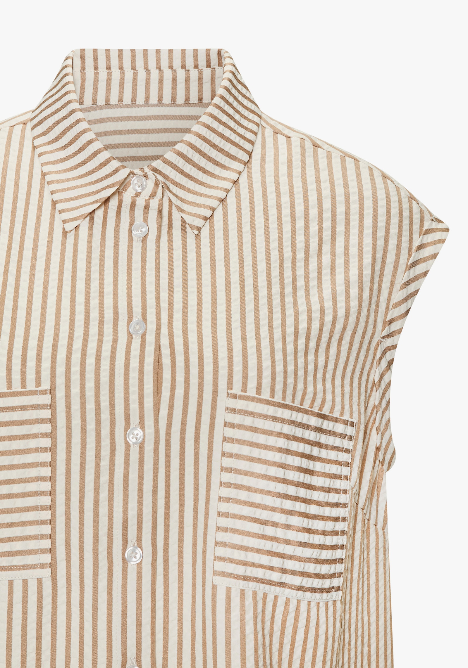 Vivance Kurzarmbluse - creme-sand gestreift