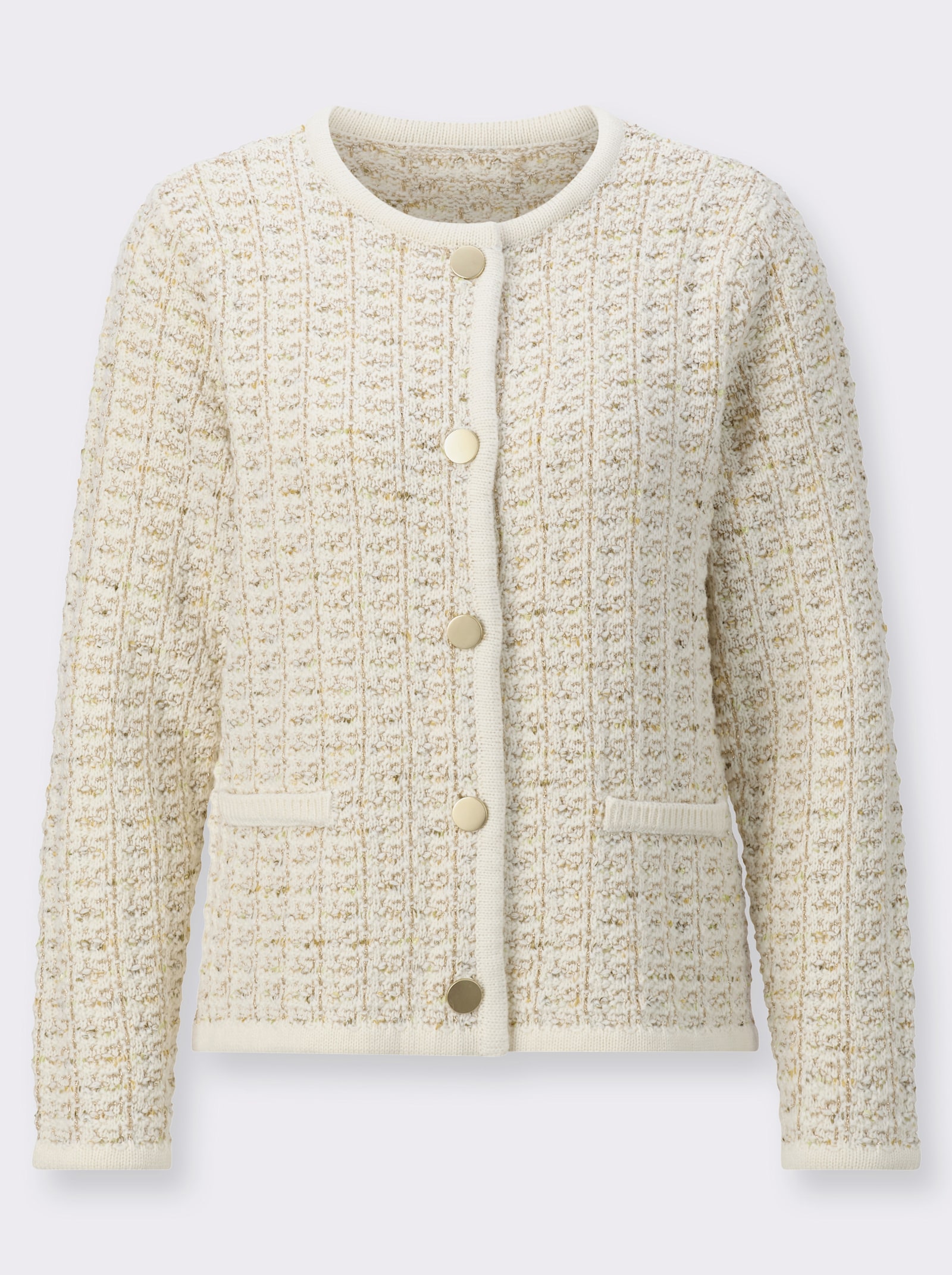 Veste en tricot avec laine - couleur ivoire-vert tilleul