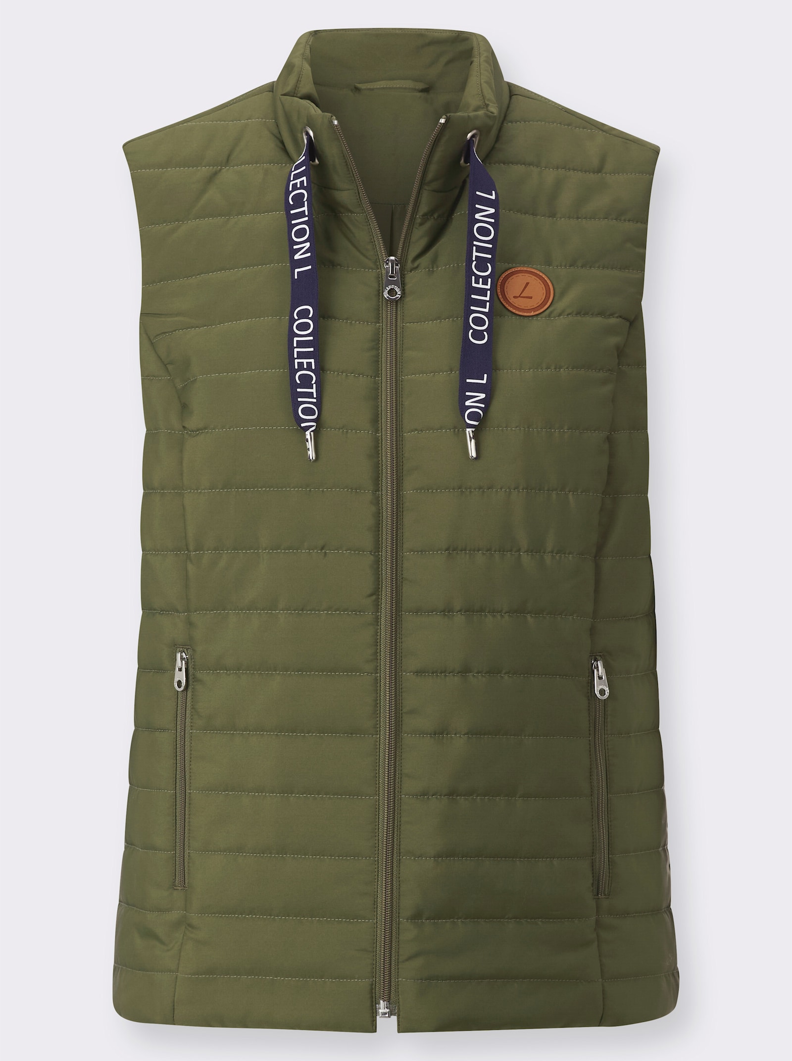 Steppweste mit Lettering-Detail - oliv