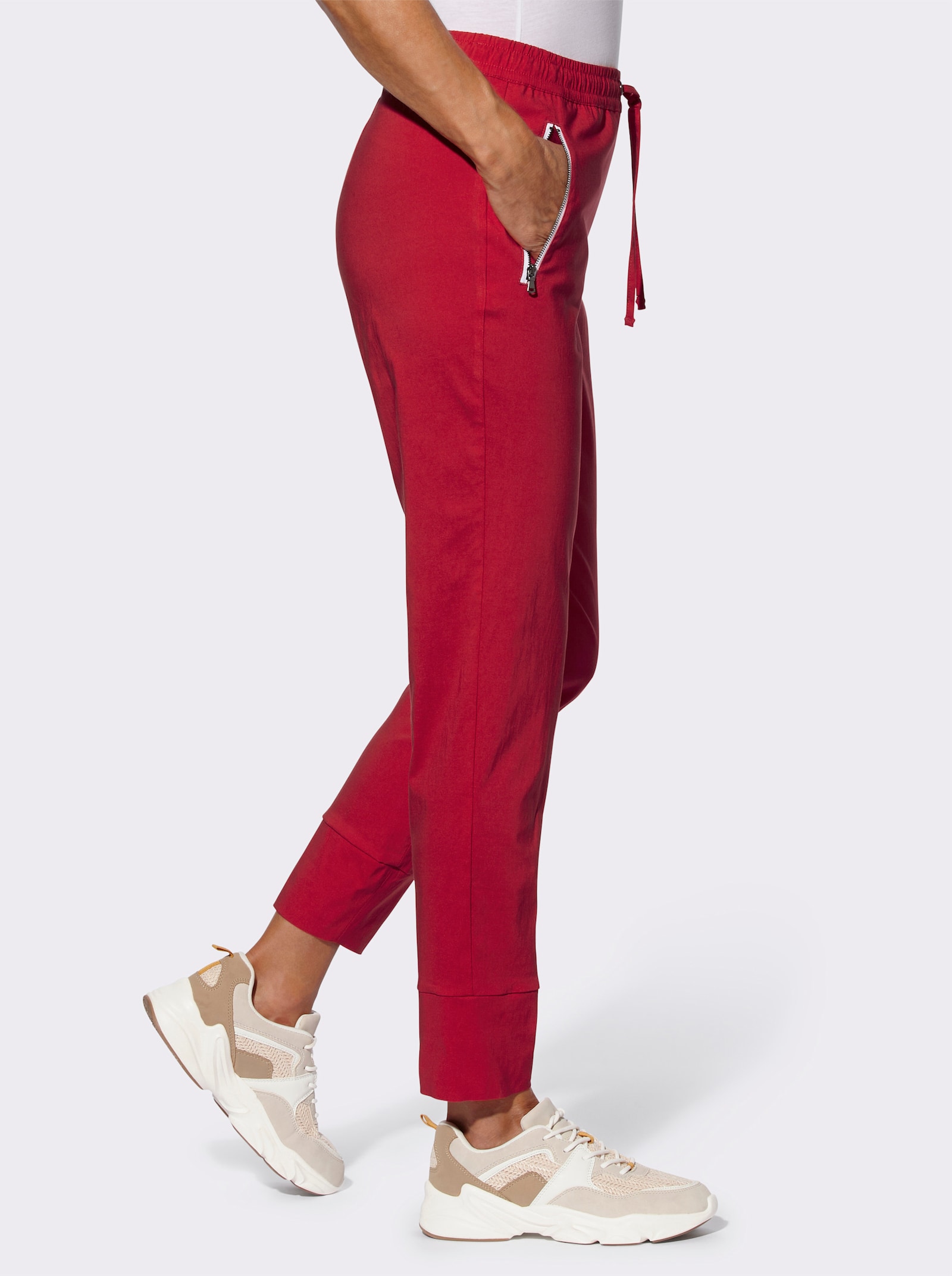 Bengalinebroek met elastische boordjes - rood