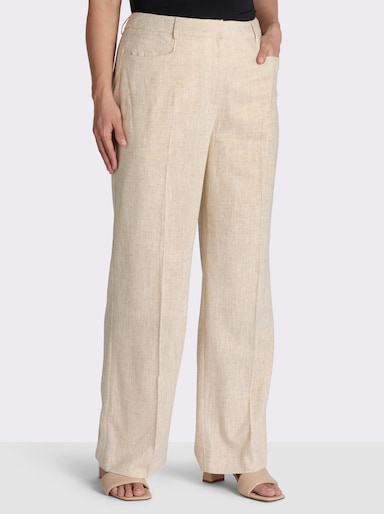 sheego Leinenhose mit Lurexfaden - champagner-goldfarben