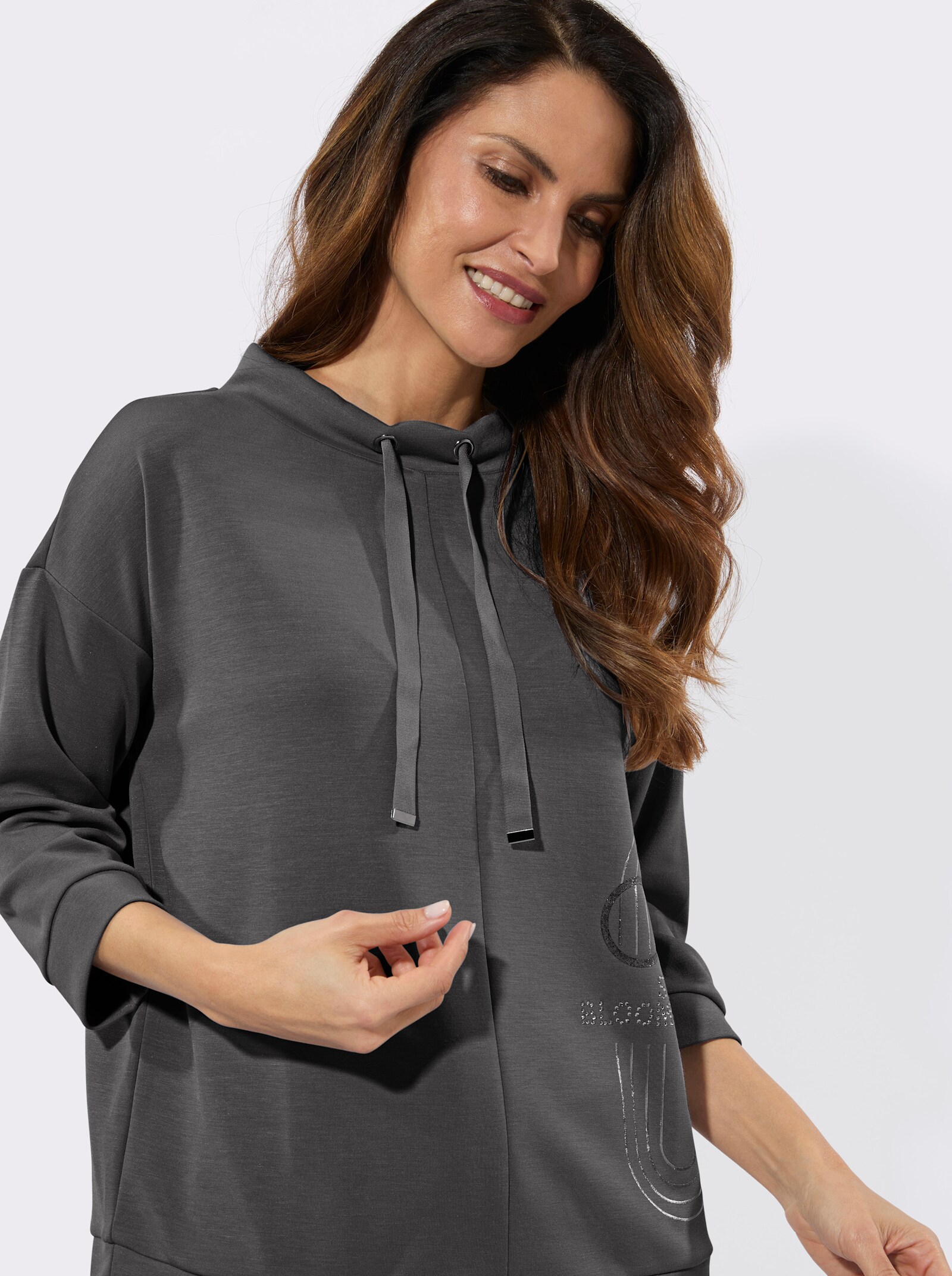 Sweatshirt mit glänzendem Druck - graphit