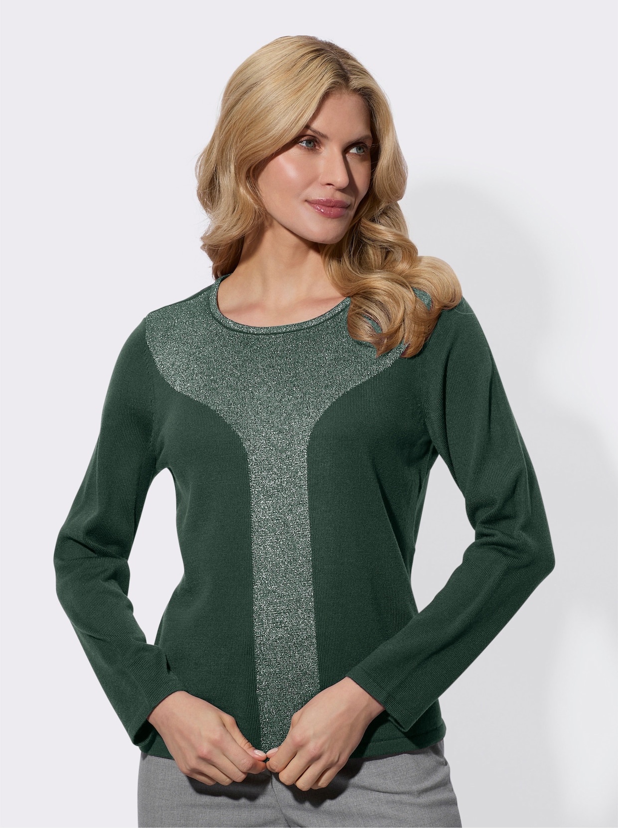 Langarm-Pullover - moos