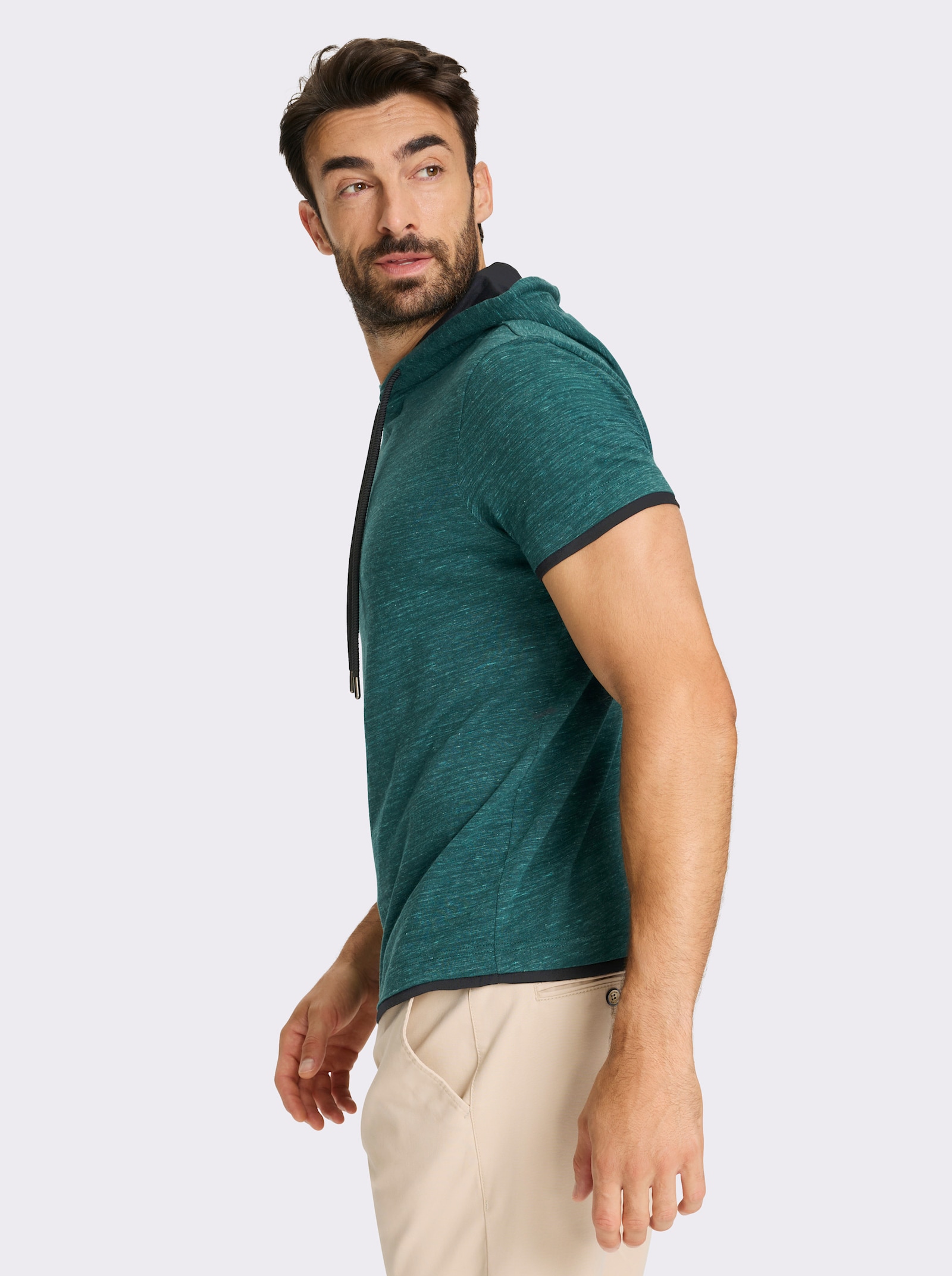 Catamaran Kapuzenshirt in Melange-Optik - petrol-mint-meliert