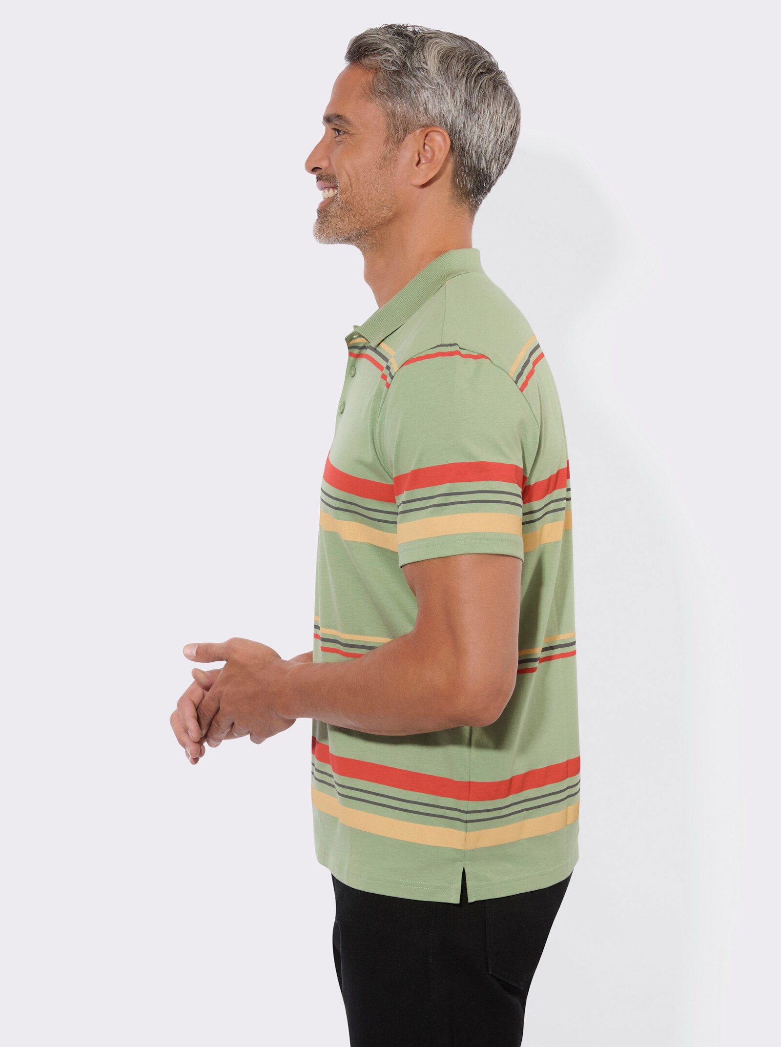 Poloshirt im Ringelmuster - eucalyptus-geringelt