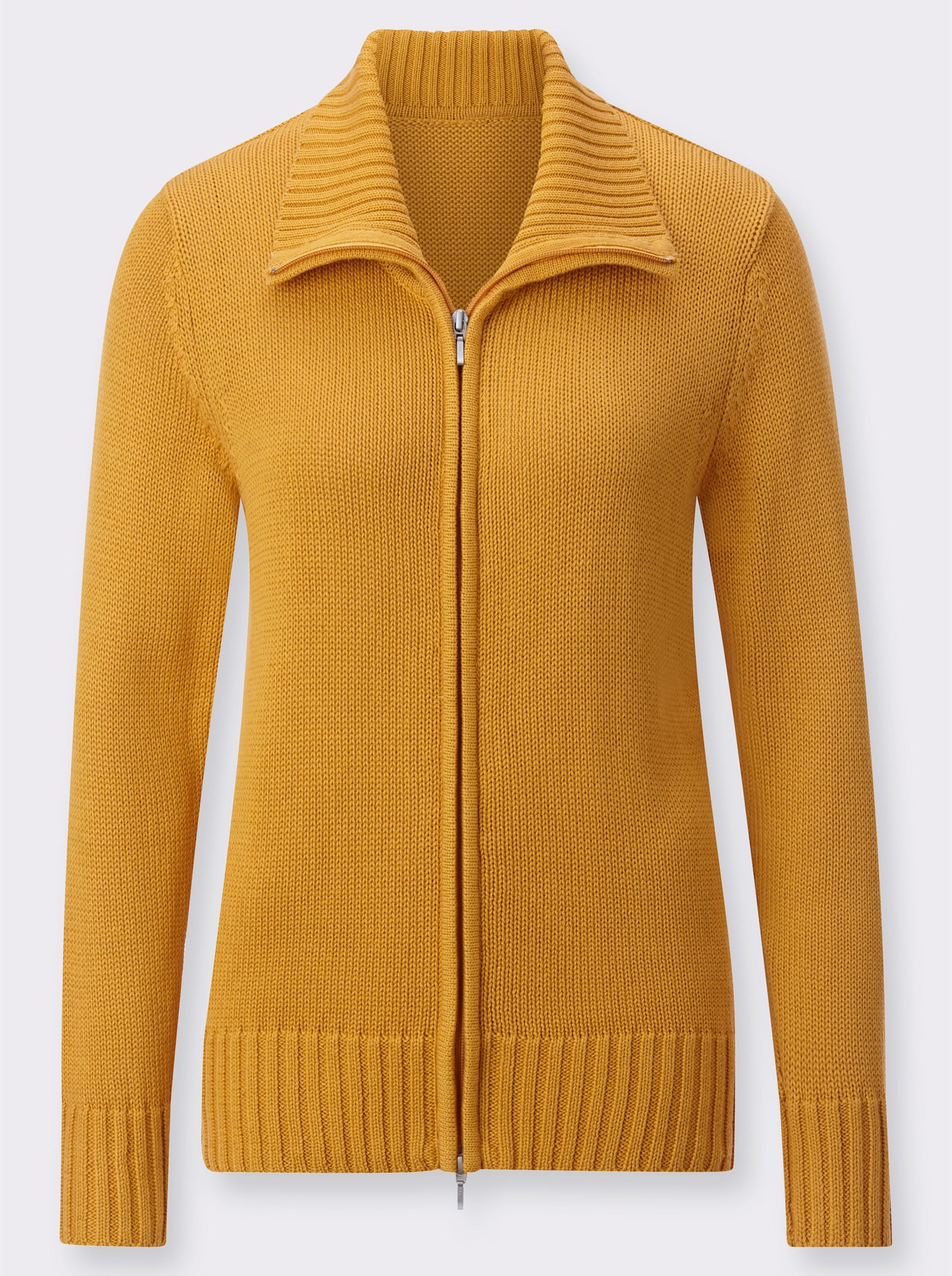 Veste en tricot avec glissière double sens - jaune maïs