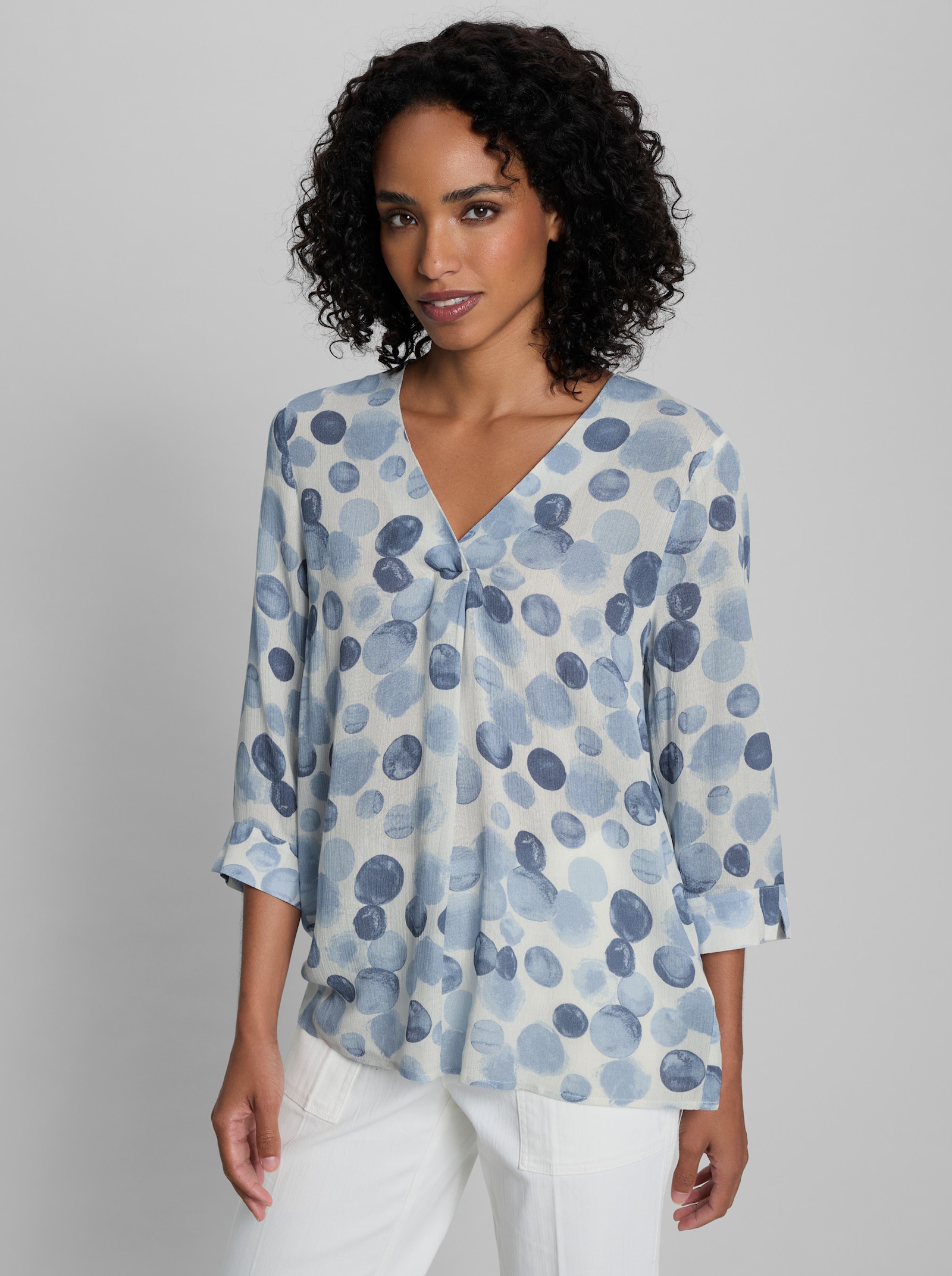 heine Druckbluse mit Tupfenmuster - ecru-bleu-bedruckt
