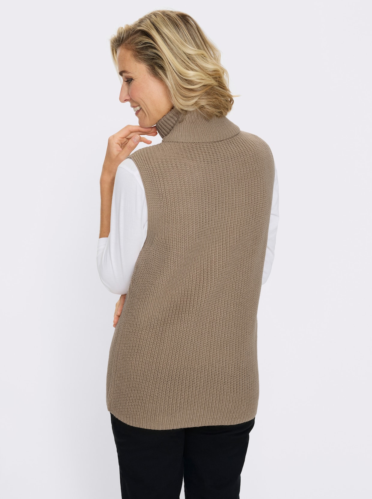 Slip-over van ribtricot - sesam