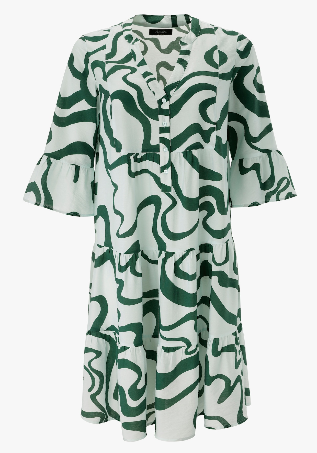 Aniston PLUS Midikleid - grün-weiß