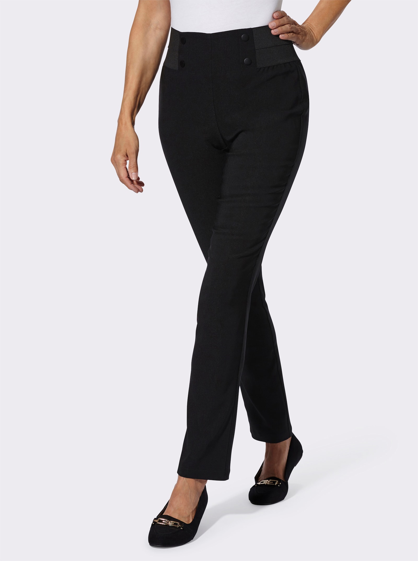 Comfortbroek met aangestikte comfortband - zwart