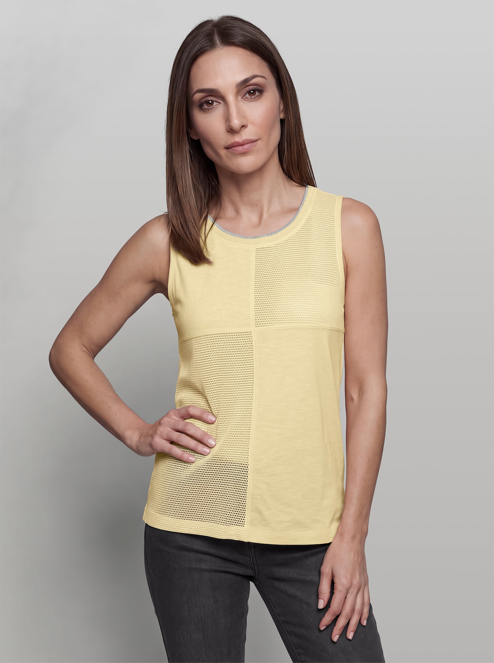 heine Shirttop im Materialmix - vanille