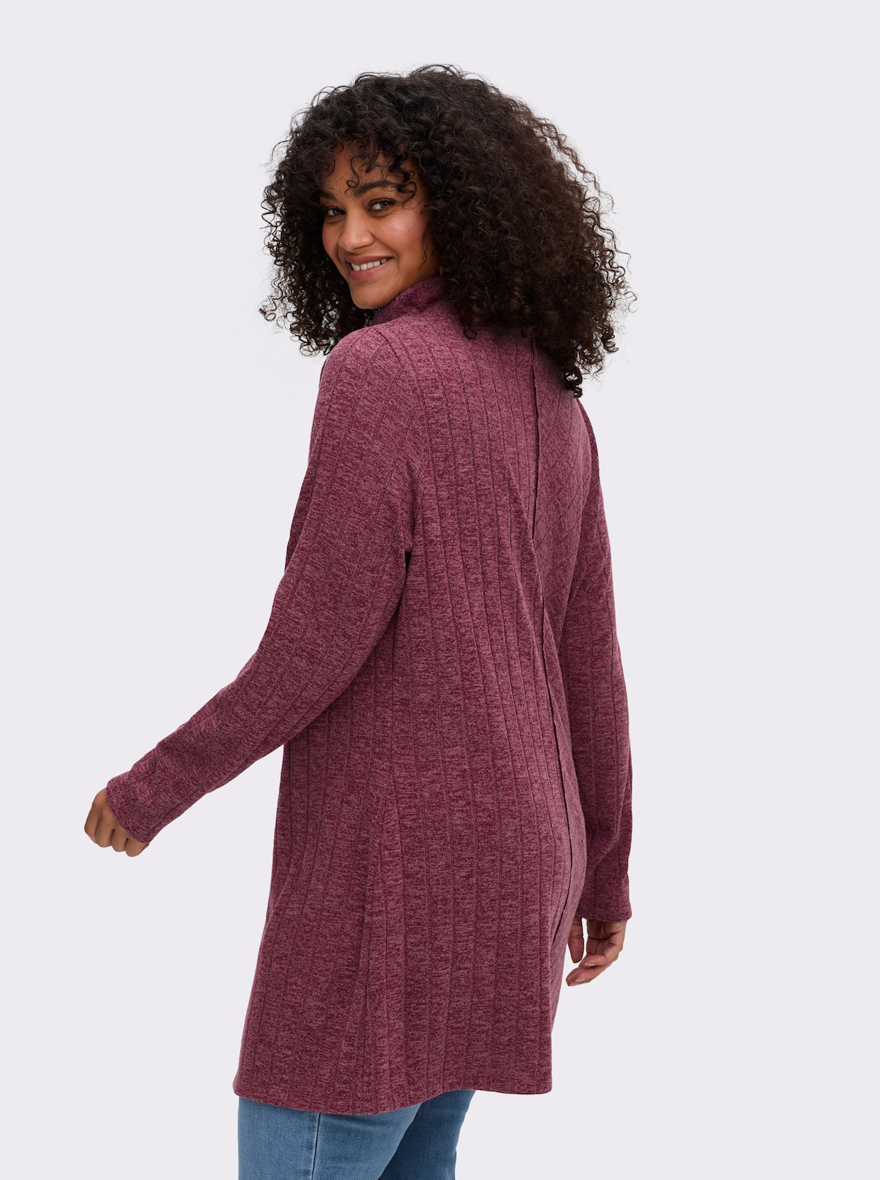 sheego by Joe Browns Longpullover - bordeaux-meliert