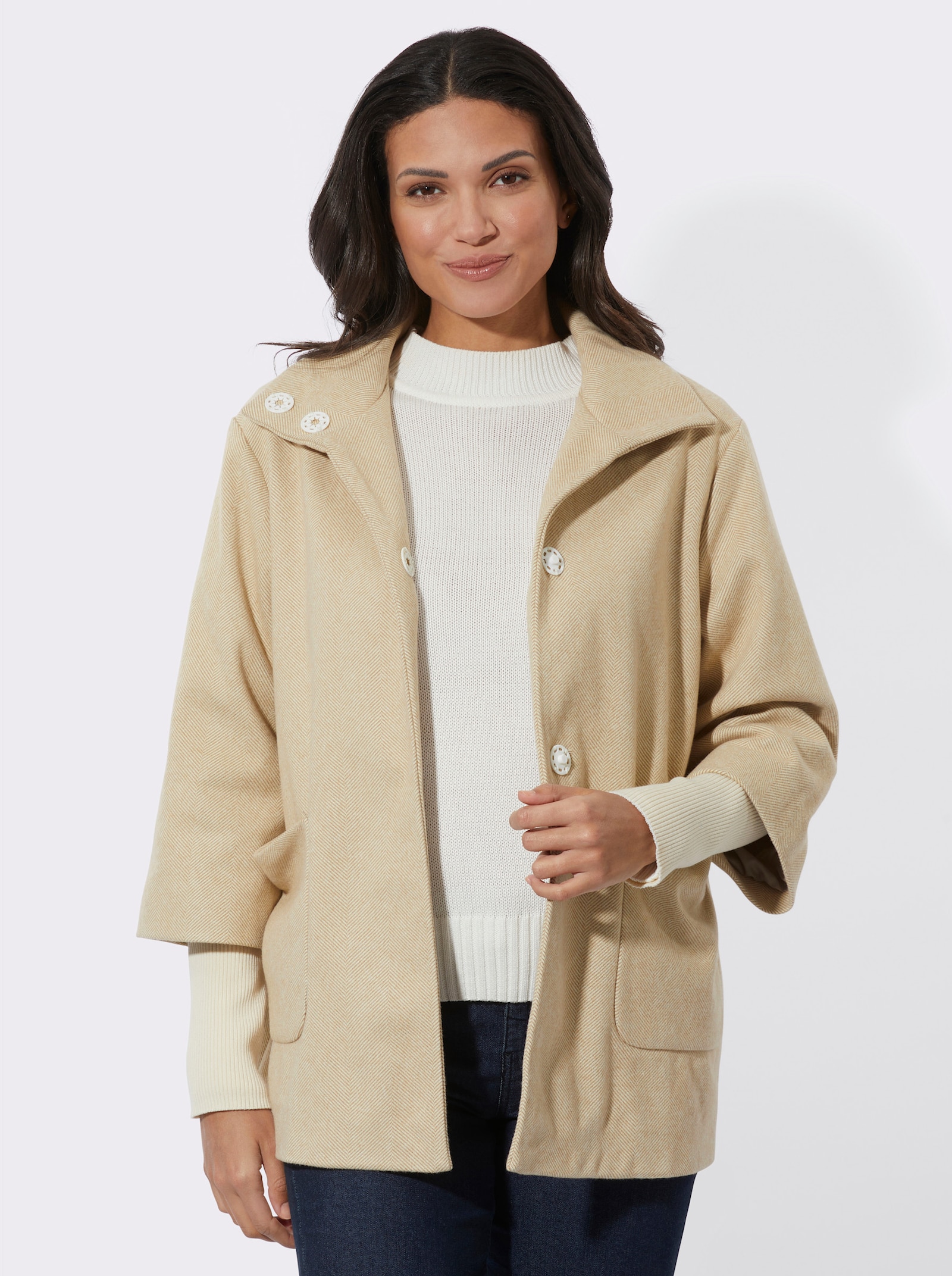 Jacke mit hohem Stehkragen - champagner-beige-gestreift
