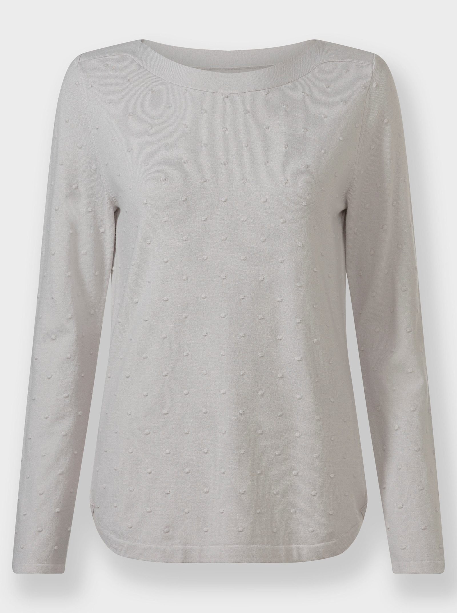 Langarm-Pullover mit abgerundetem Saum - hellgrau