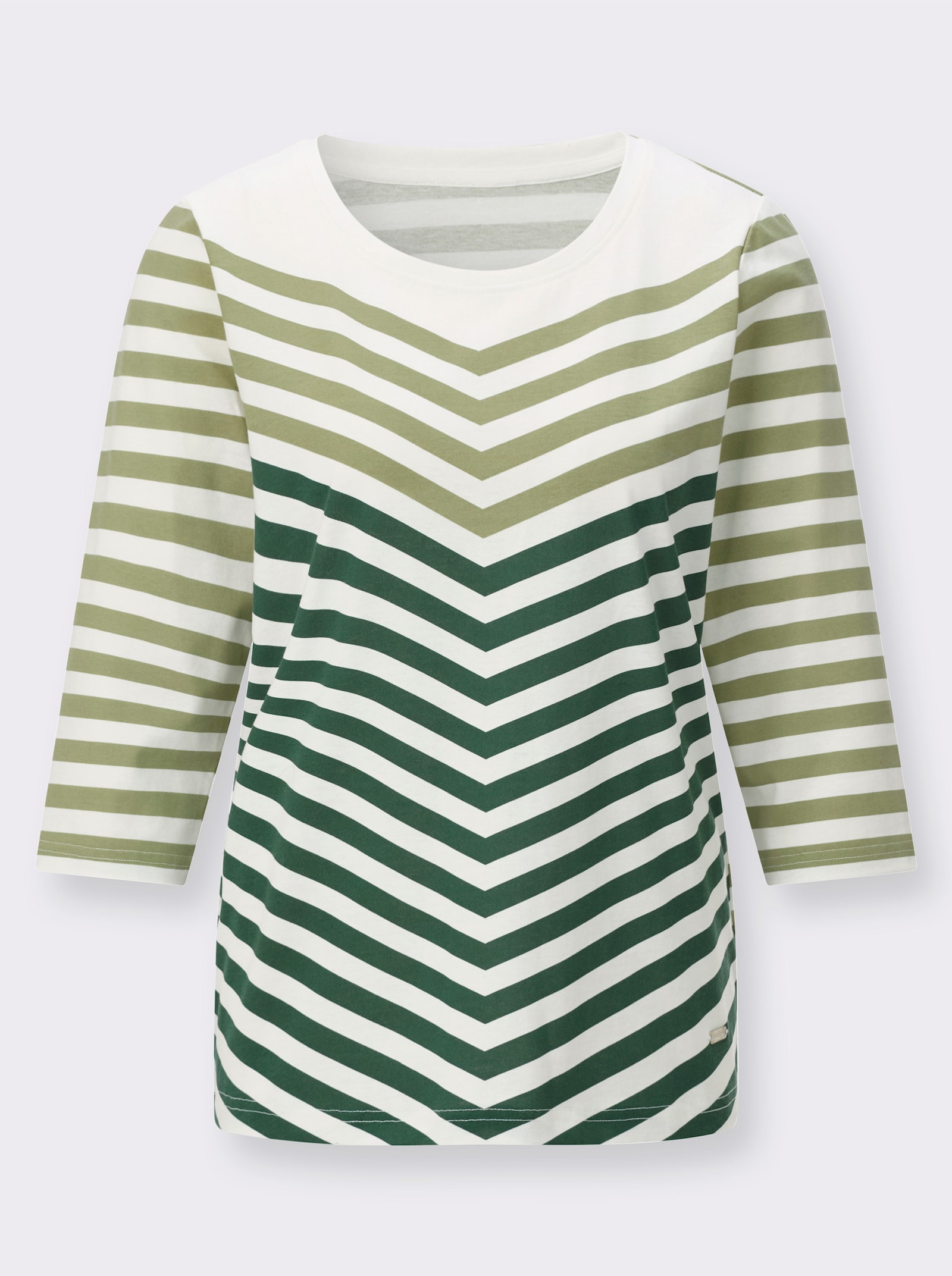 3/4-Arm-Shirt mit Rundhalsausschnitt - schilf-moos-bedruckt