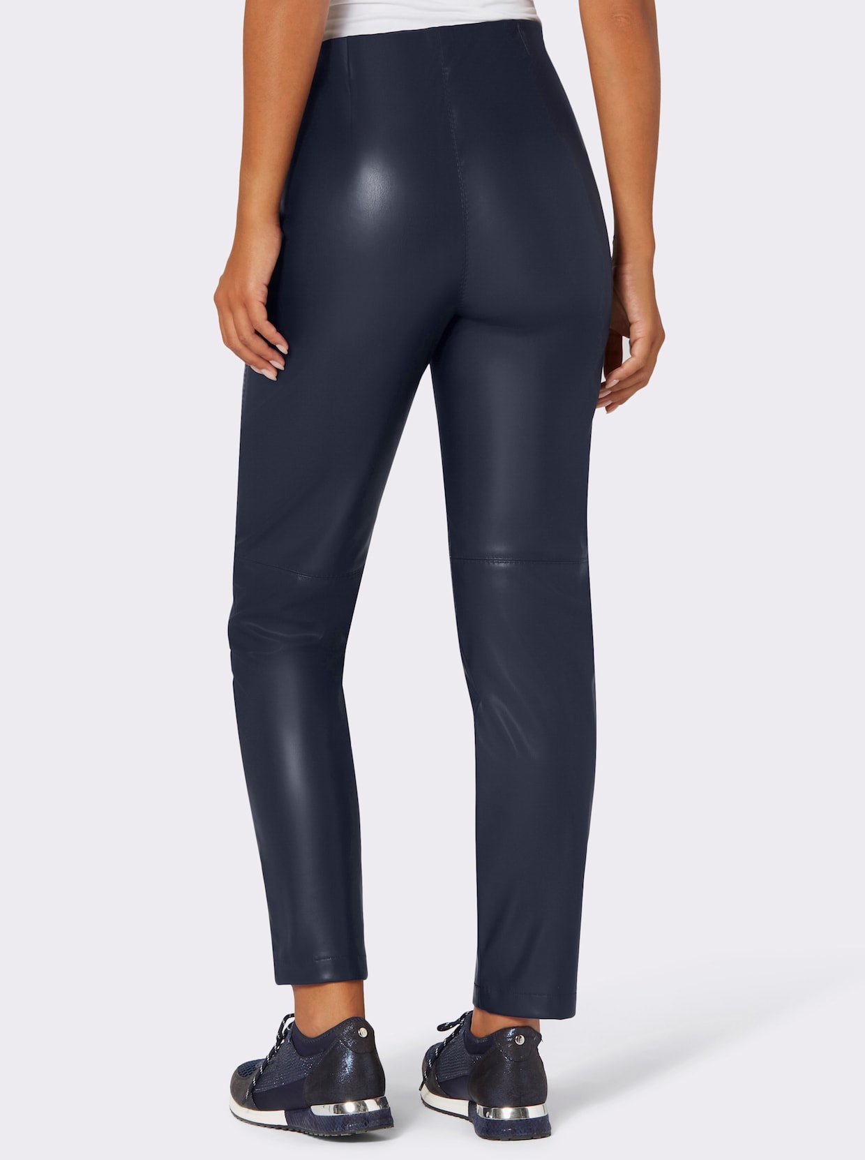Broek van imitatieleer - marine