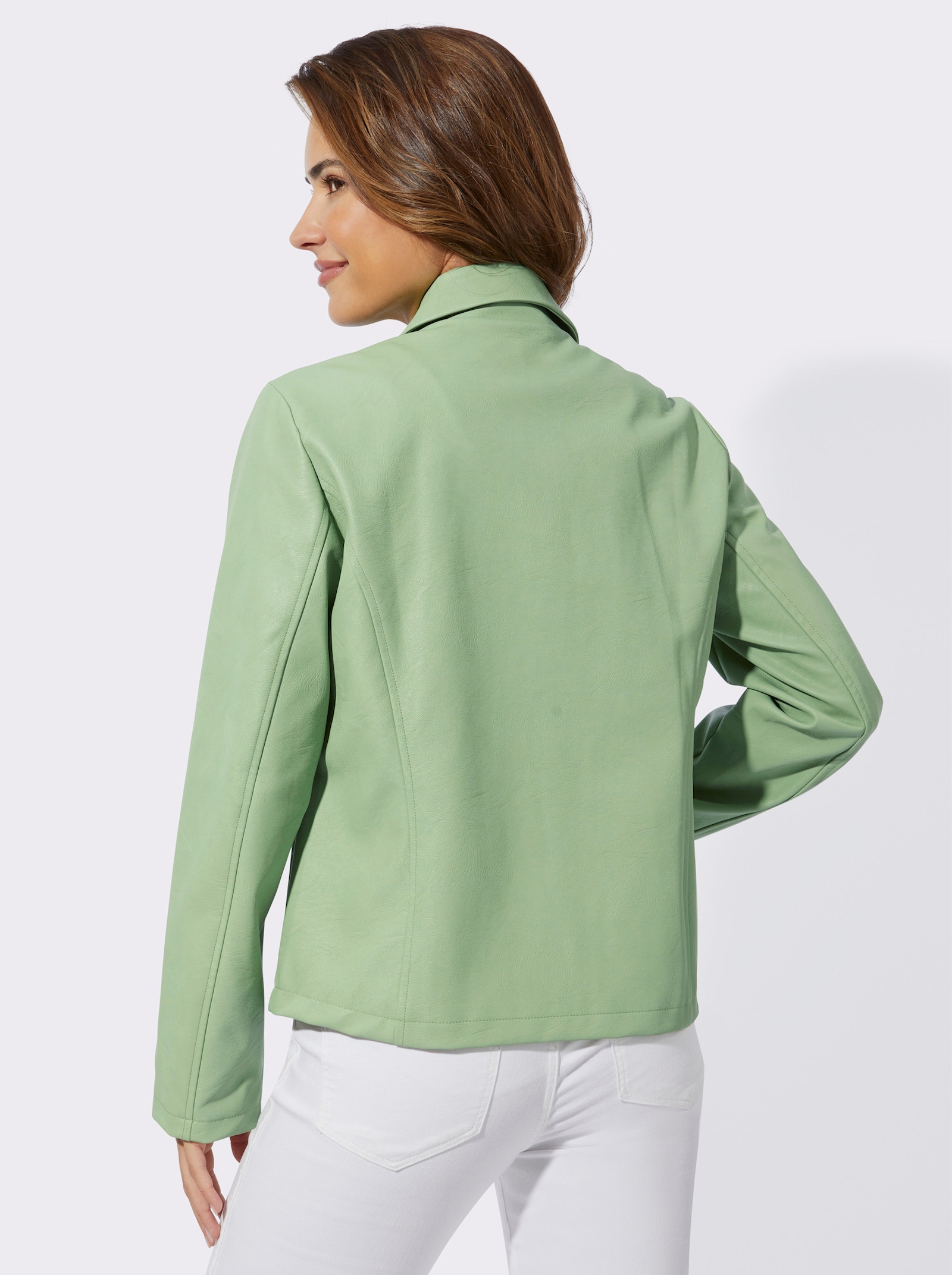 Lederimitatjacke mit Reißverschluss - eucalyptus