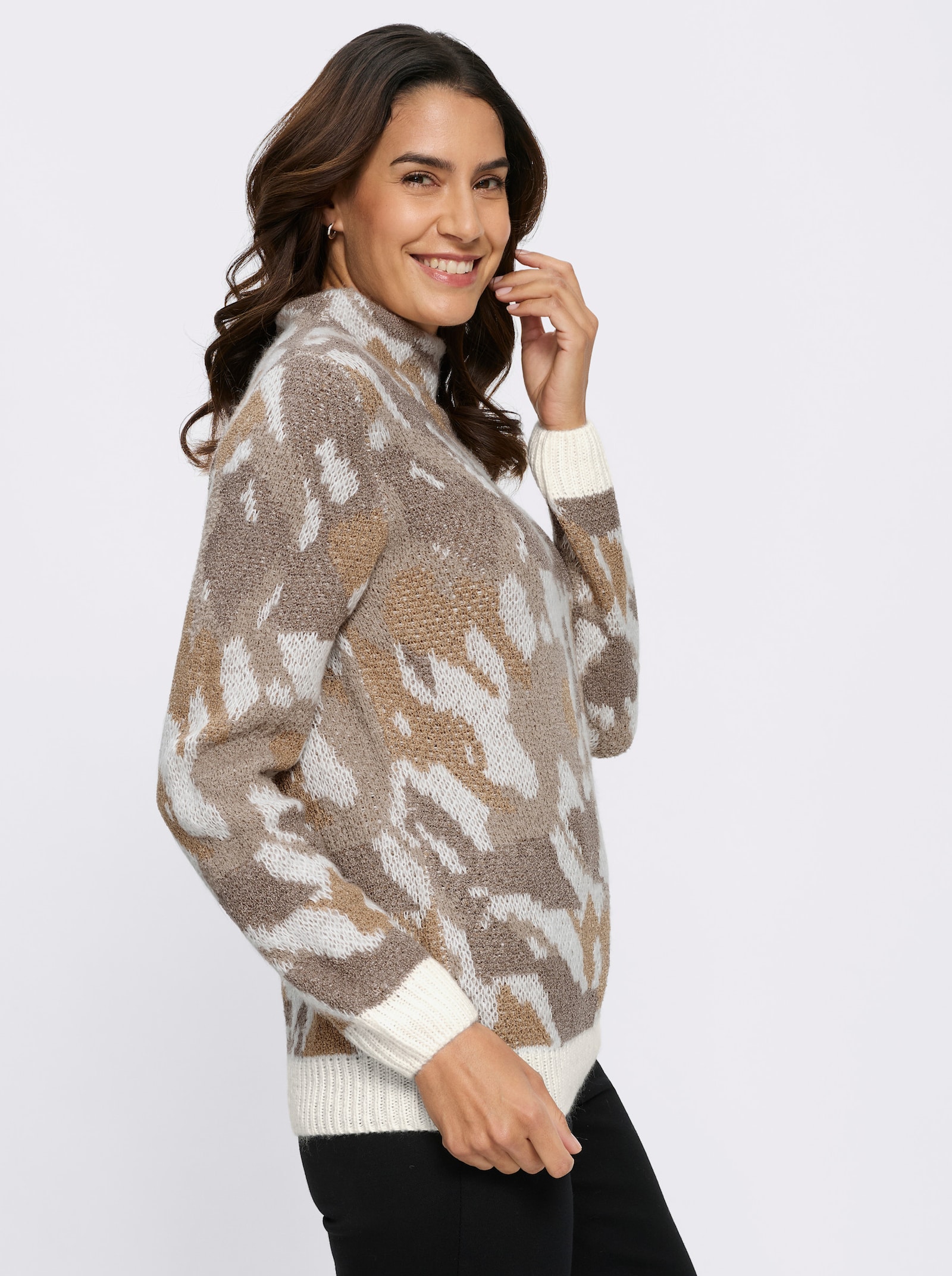 Jacquardpullover - ecru-sesam-gemustert