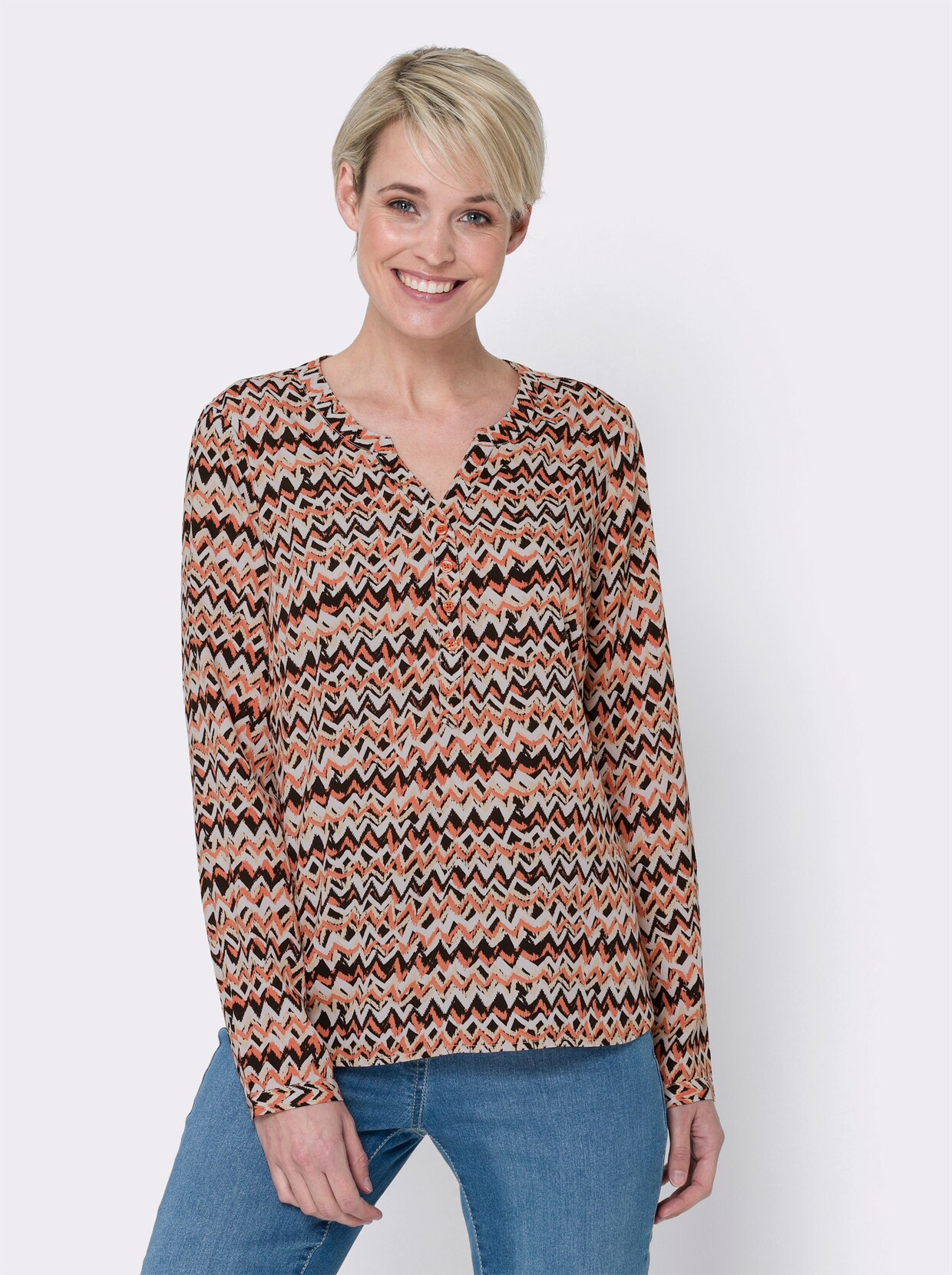 Comfortabele blouse - papaja gedessineerd