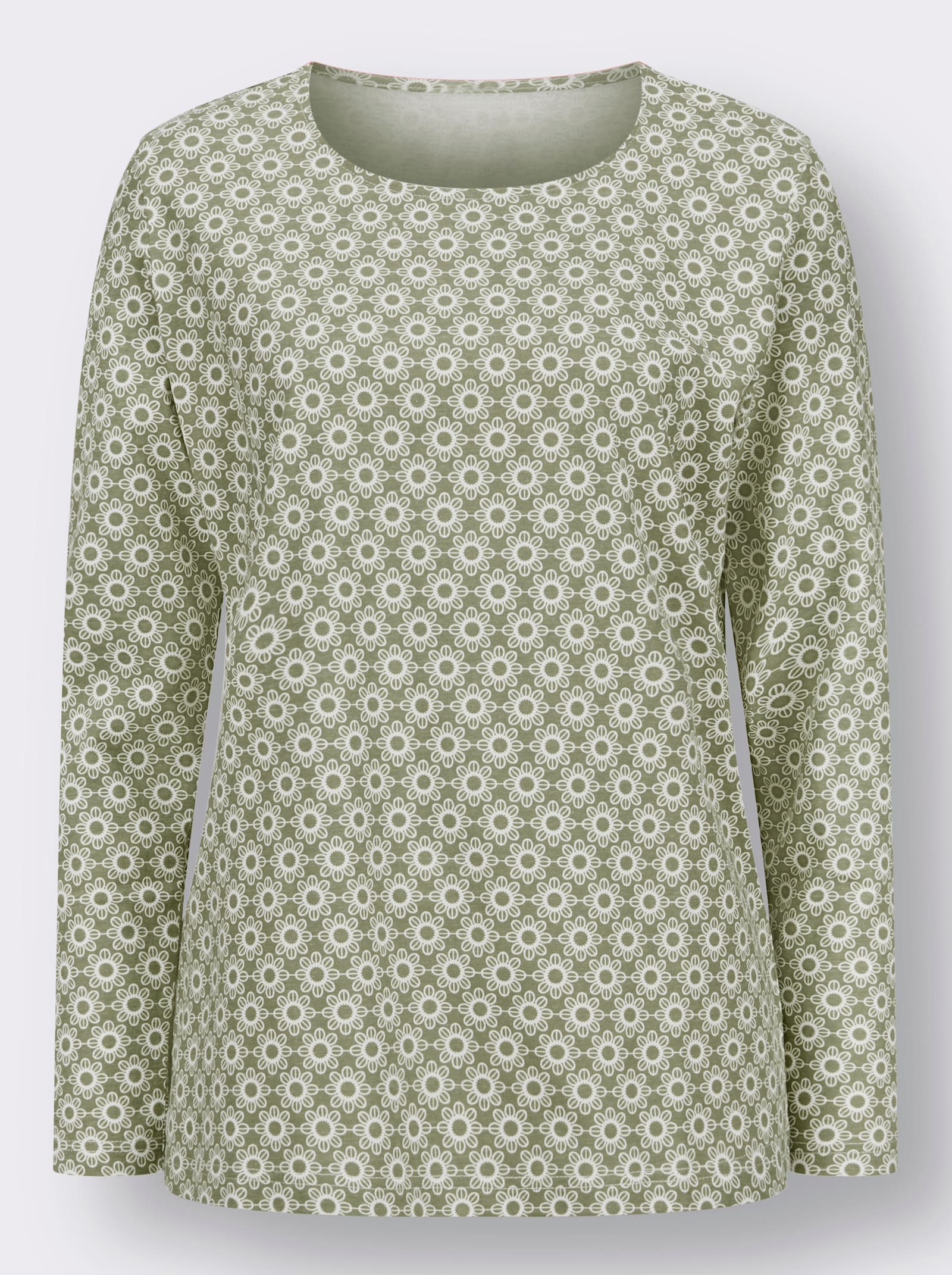 Langarmshirt im Minimal-Dessin - schilf-ecru-bedruckt