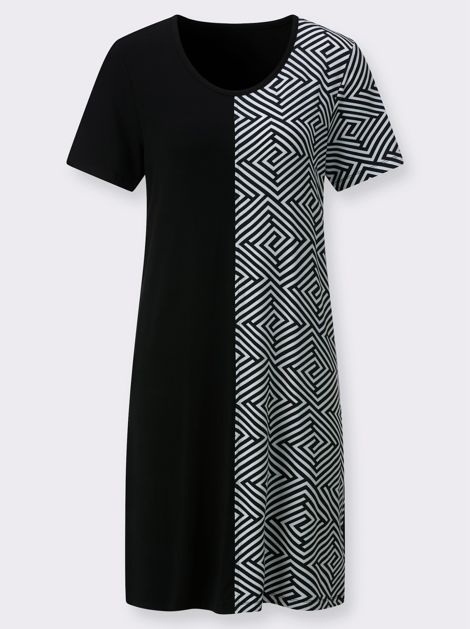 wäschepur Sleepshirt - schwarz-weiß-bedruckt