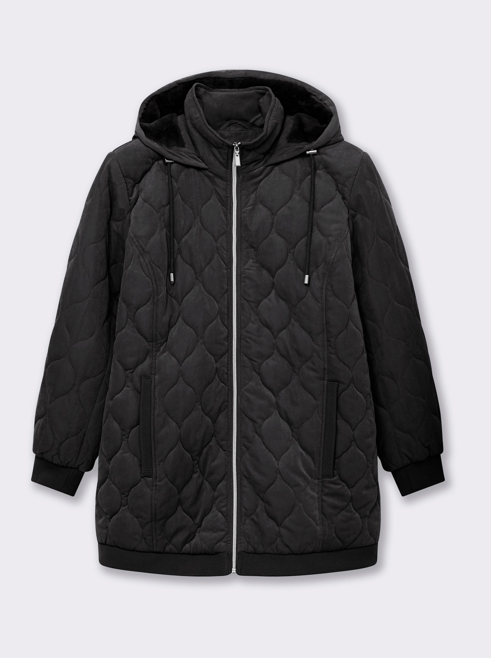 sheego Blousonjacke mit Wellensteppung, warm wattiert - schwarz