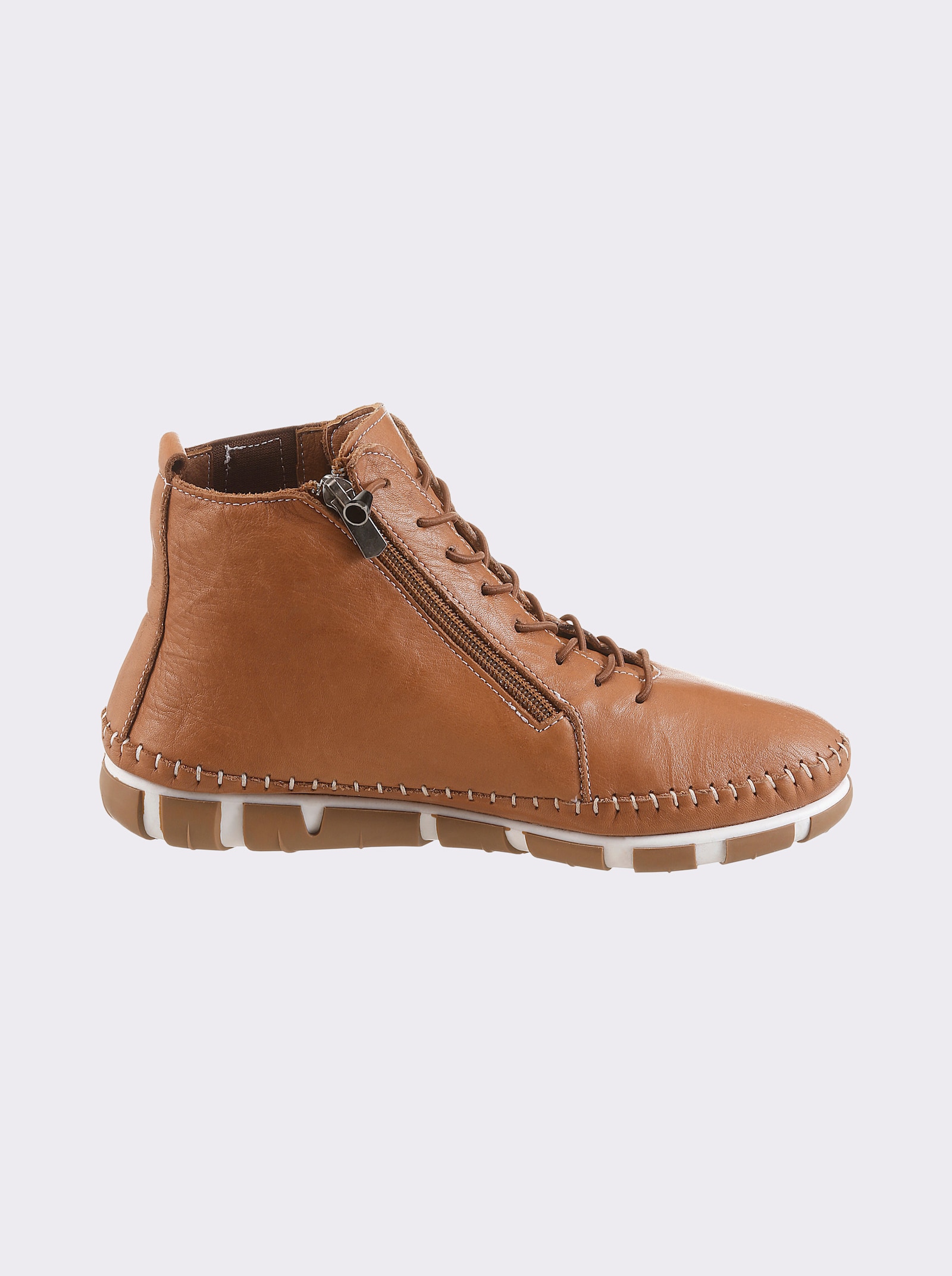Gemini Stiefelette mit elastischen Schnürsenkeln - cognac
