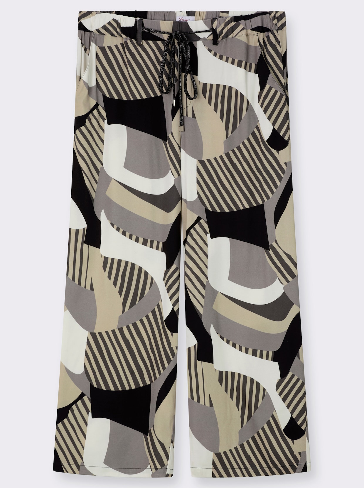sheego Marlene-Hose mit Grafikprint - schwarz-grau-bedruckt
