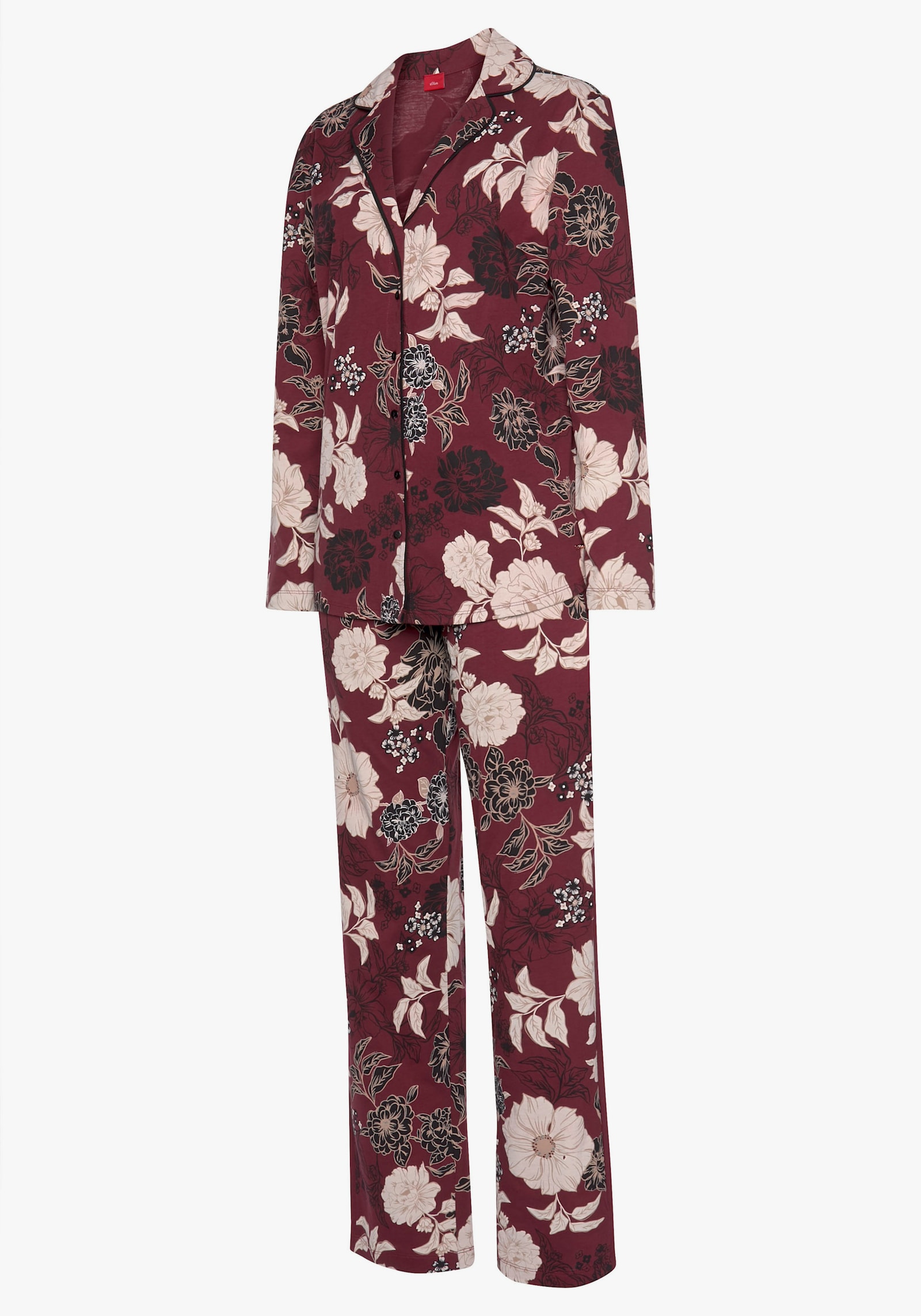 s.Oliver Pyjama - bordeaux gebloemd