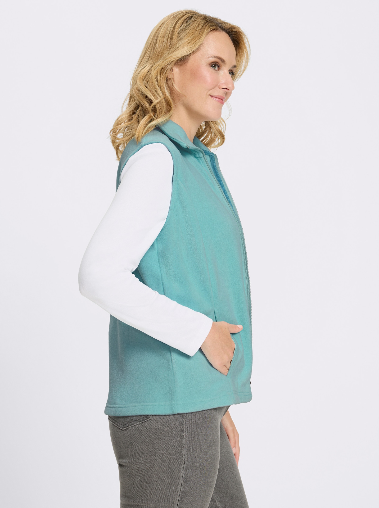 Fleeceweste mit Stickerei - mint