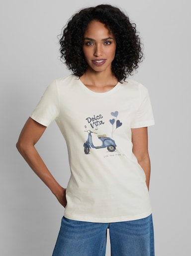 heine Kurzarmshirt mit Schriftzug - ecru