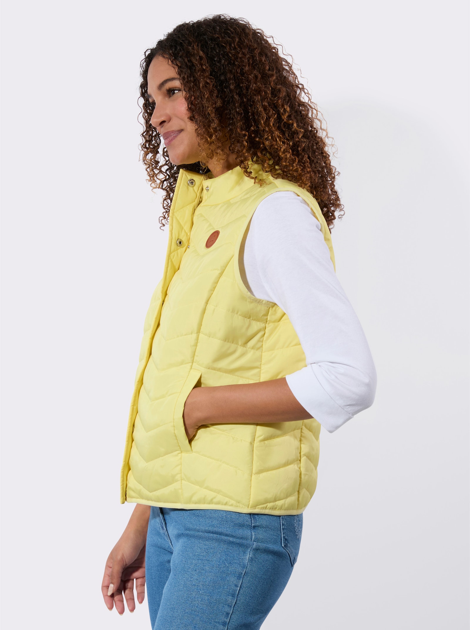 Steppweste im Zickzack-Muster - zitrone