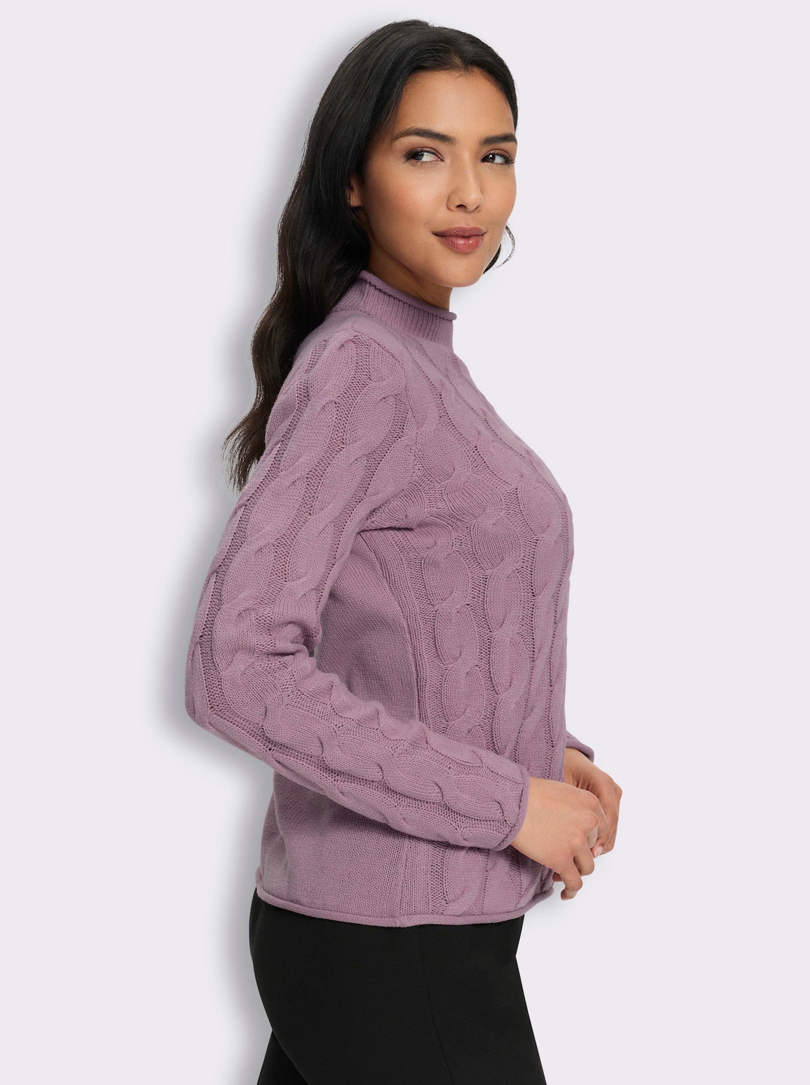 Stehkragenpullover mit Mustermix - mauve