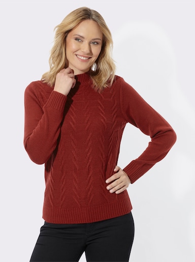 Stehkragenpullover mit Strukturmuster - kirsche