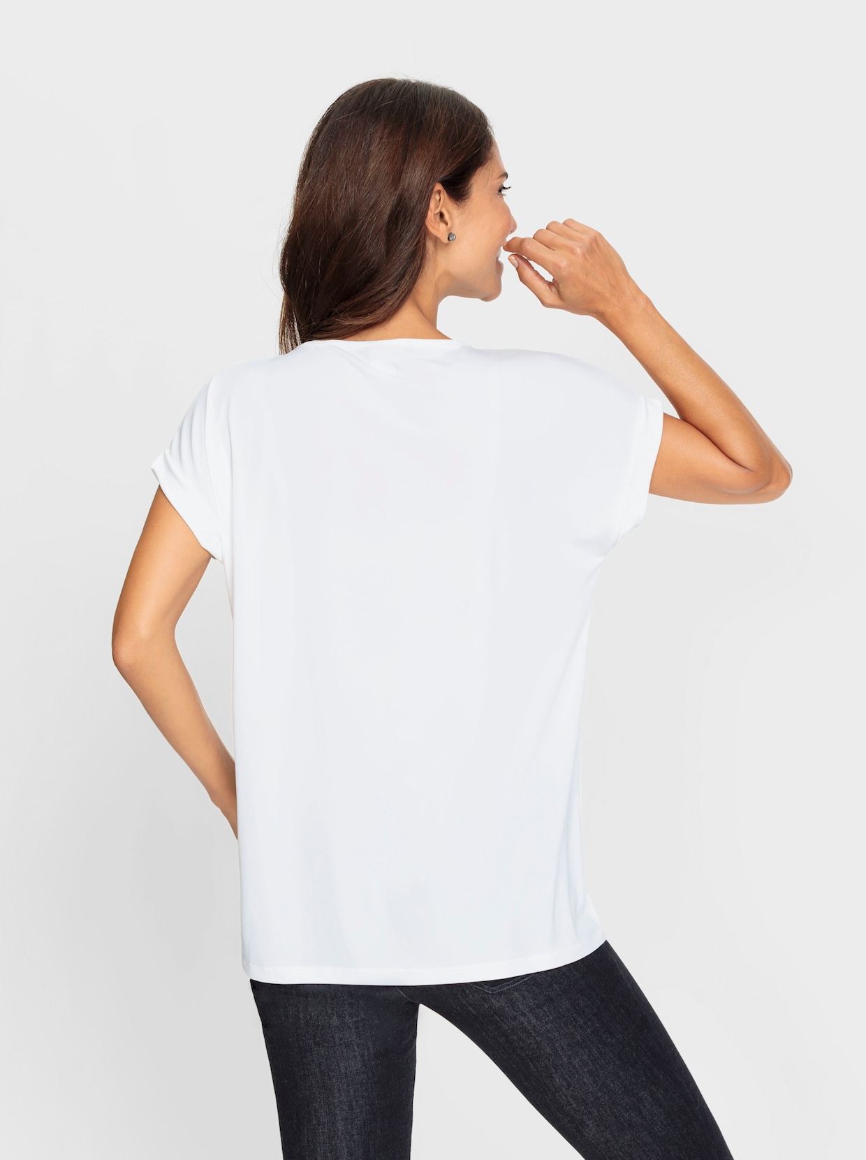 Shirt met ronde hals - wit/zwart geprint