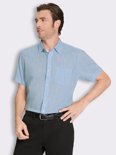 Marco Donati Kurzarmhemd in Two-tone-Flammgarn - himmelblau