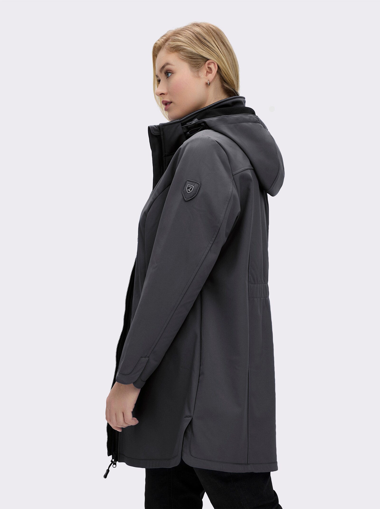 Softshelljacke mit Gummizug im Rücken - anthrazit