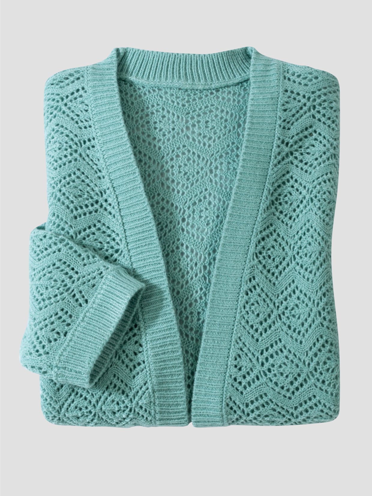 Ajourstrickjacke - salbei