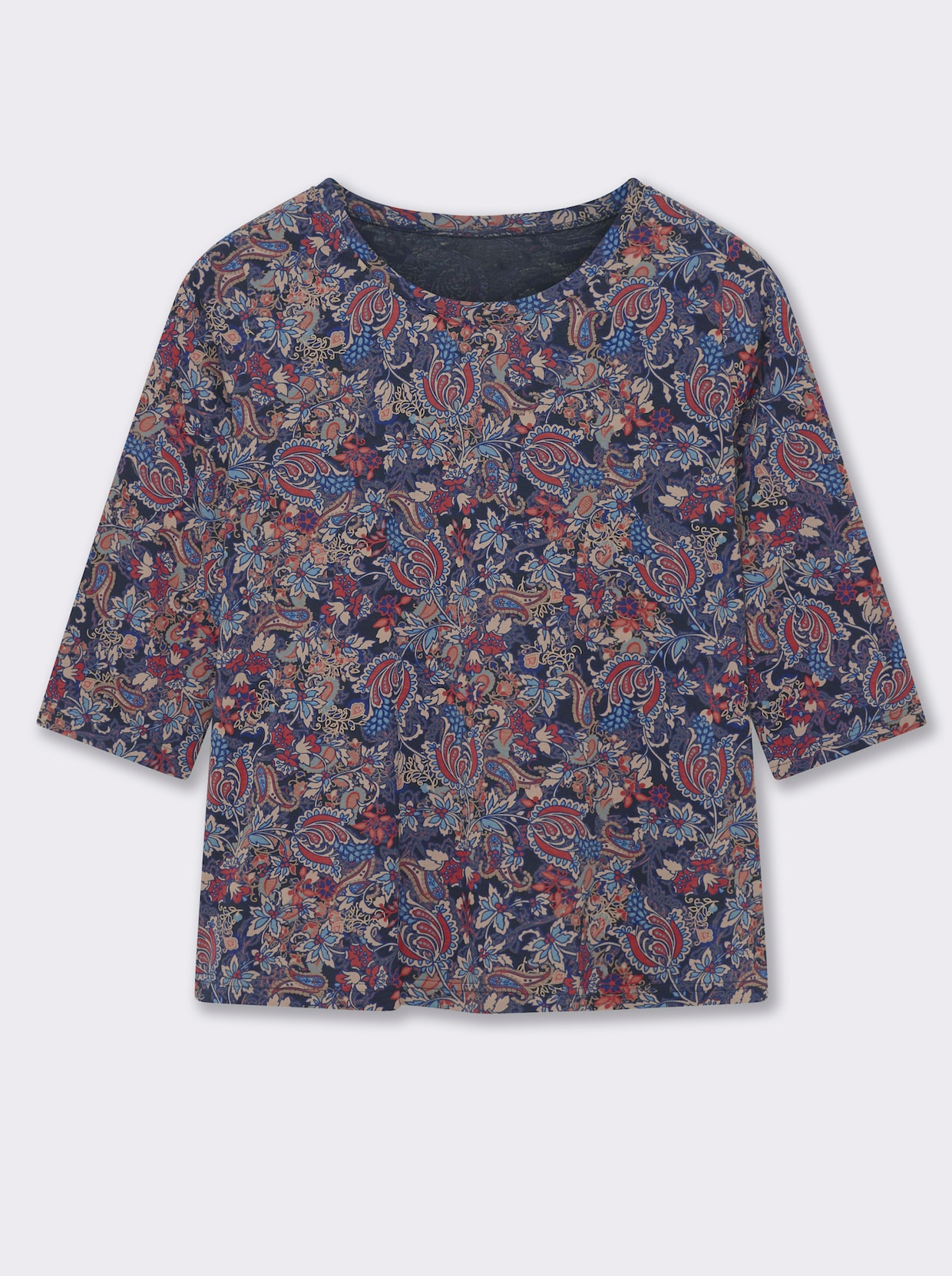 Print-Shirt im Blütenmuster - marine-terra-bedruckt