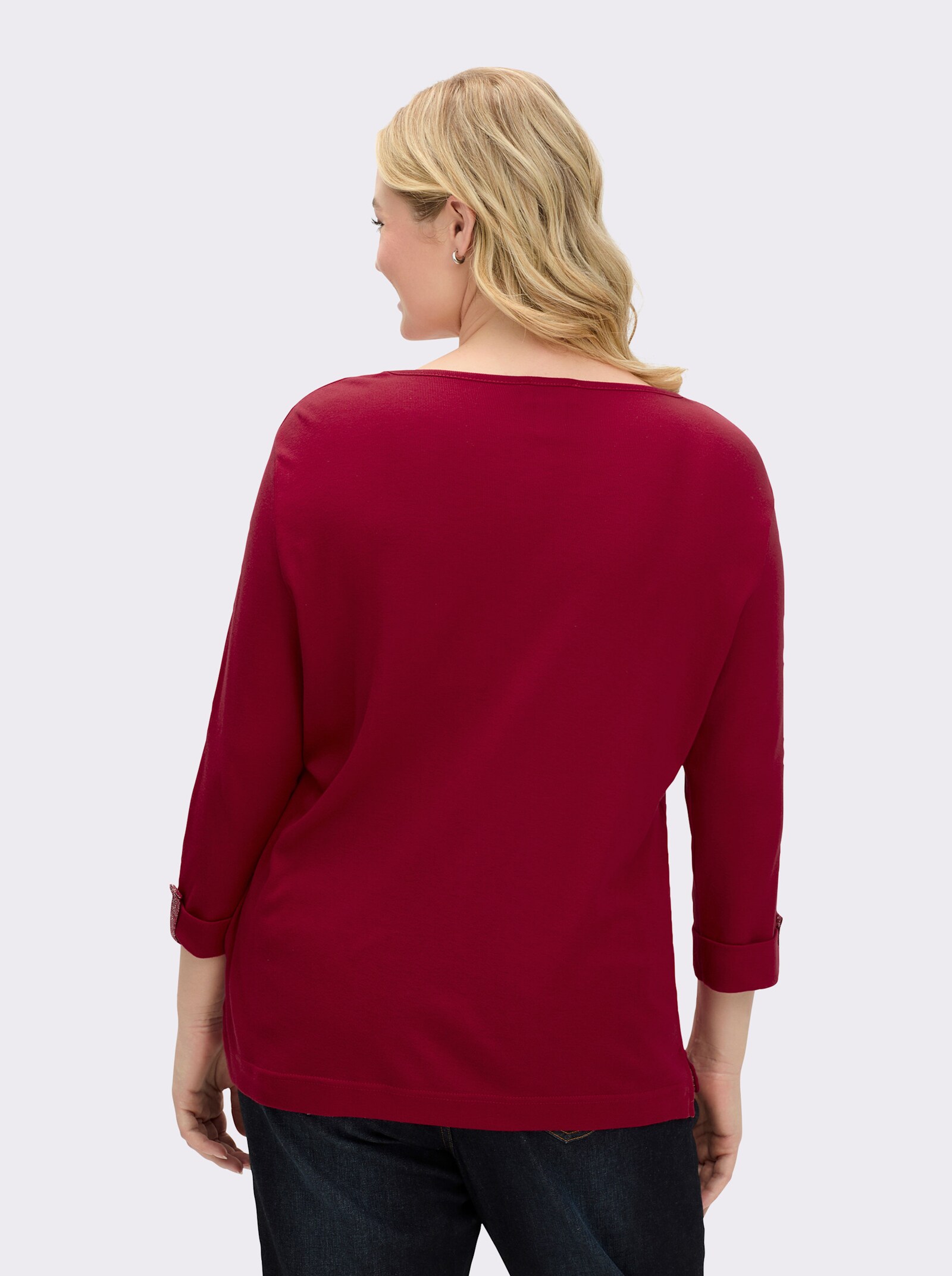 3/4-Arm-Shirt mit Glitzer-Details - dunkelrot