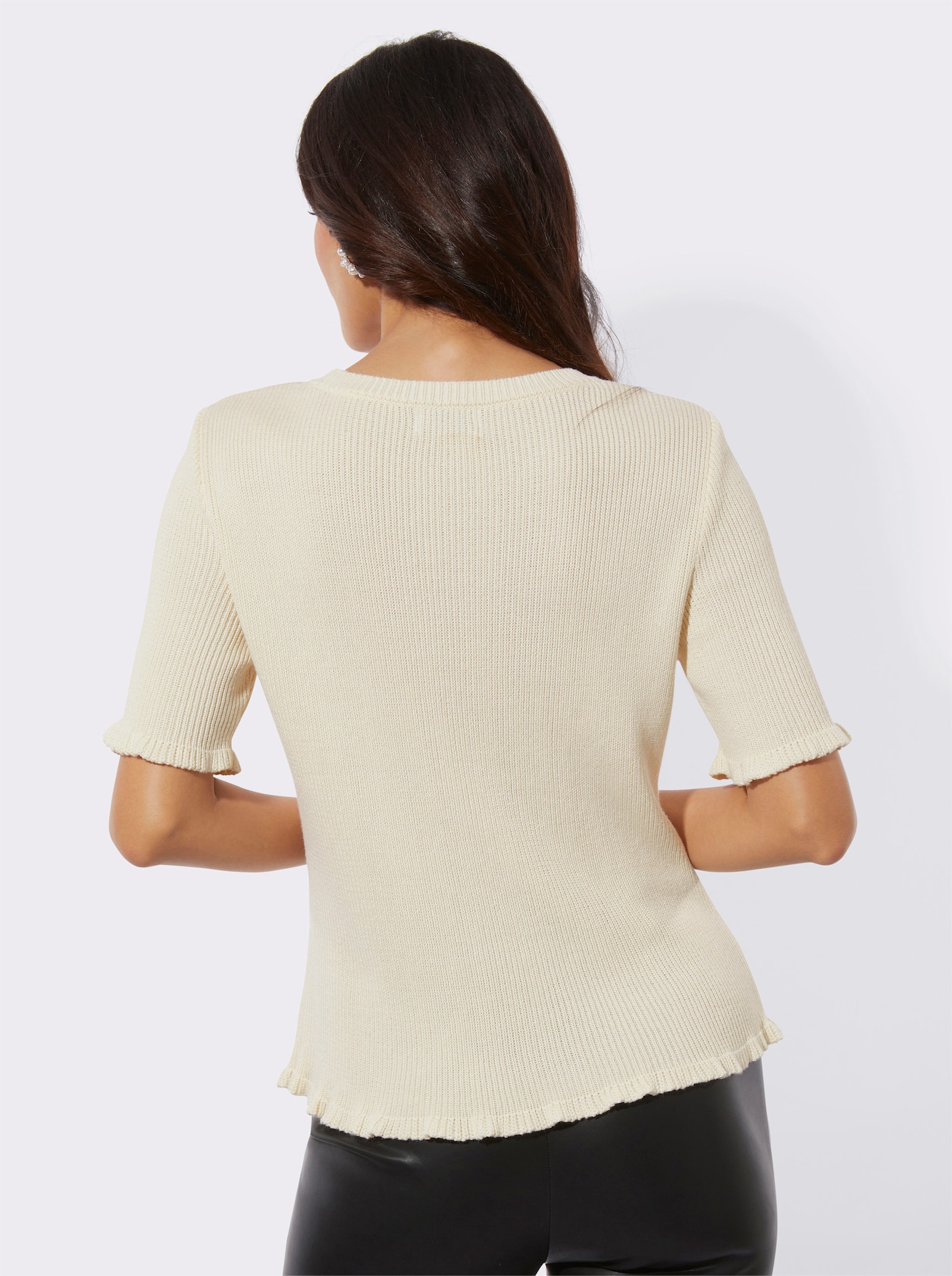 Kurzarmpullover mit Viskose - champagner