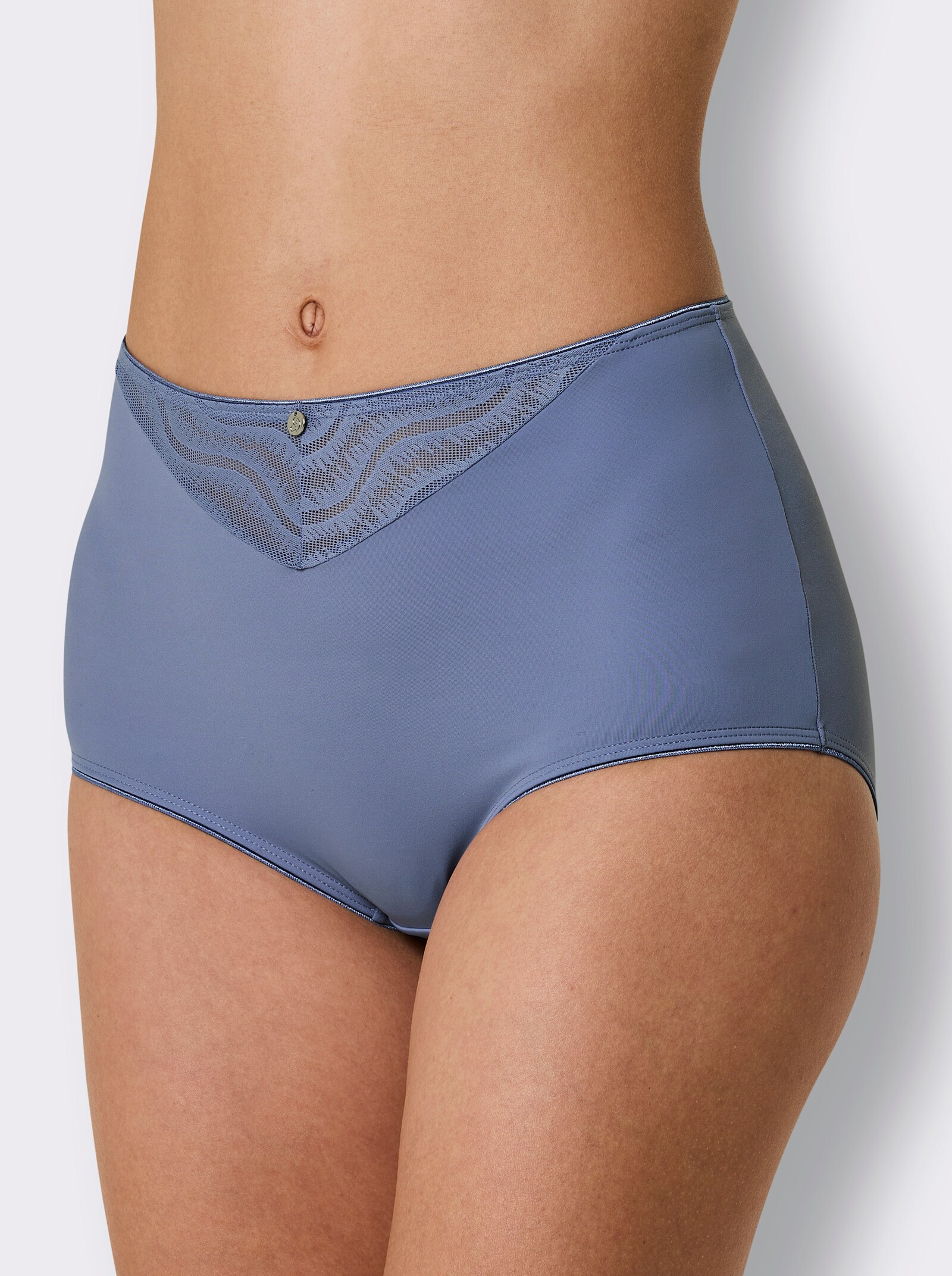 wäschepur Taillenslip mit Spitzeneinsatz - 2x taubenblau
