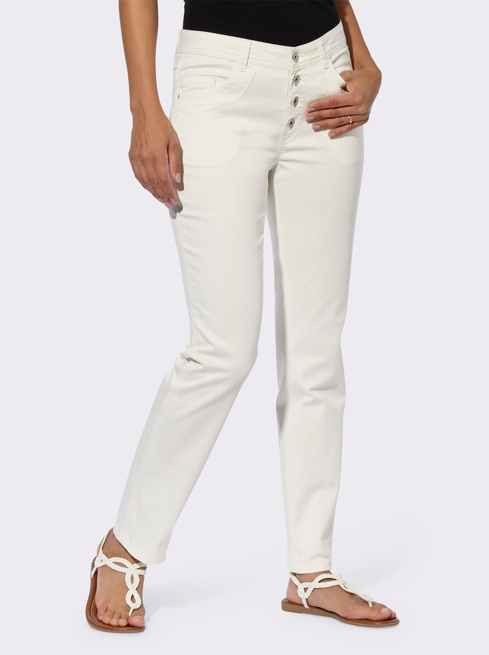 5-pocketjeans in stretchkwaliteit - ecru