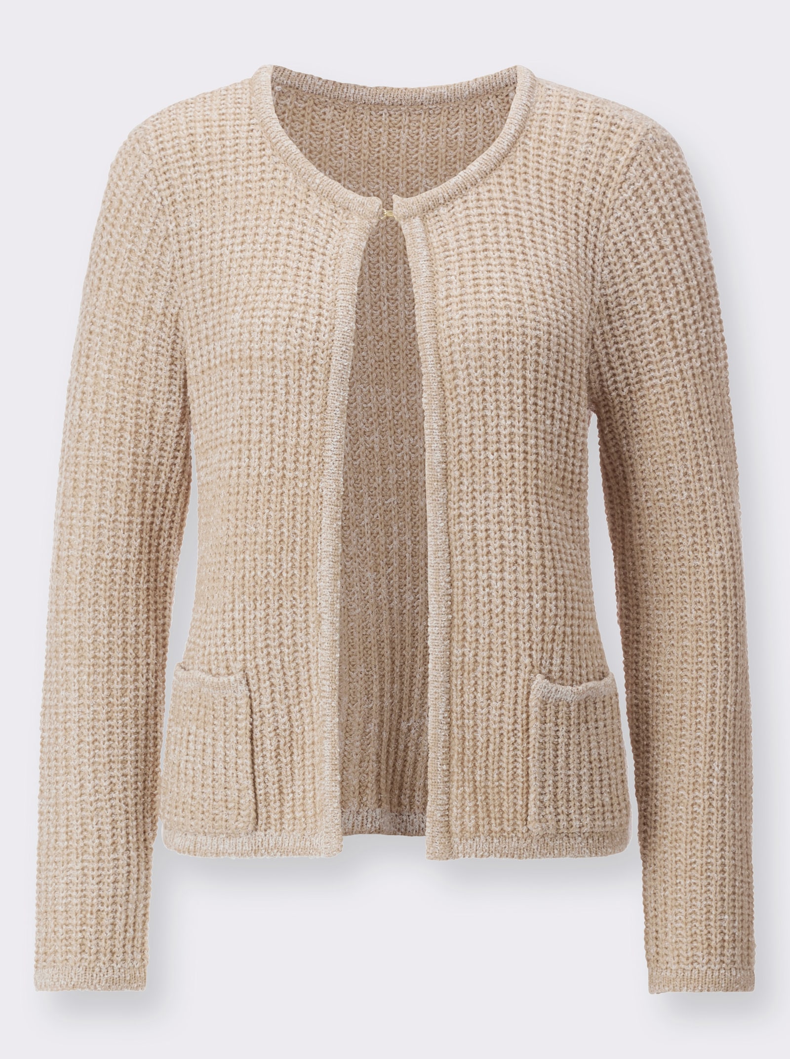 Cardigan aus Bändchengarn - beige-ecru