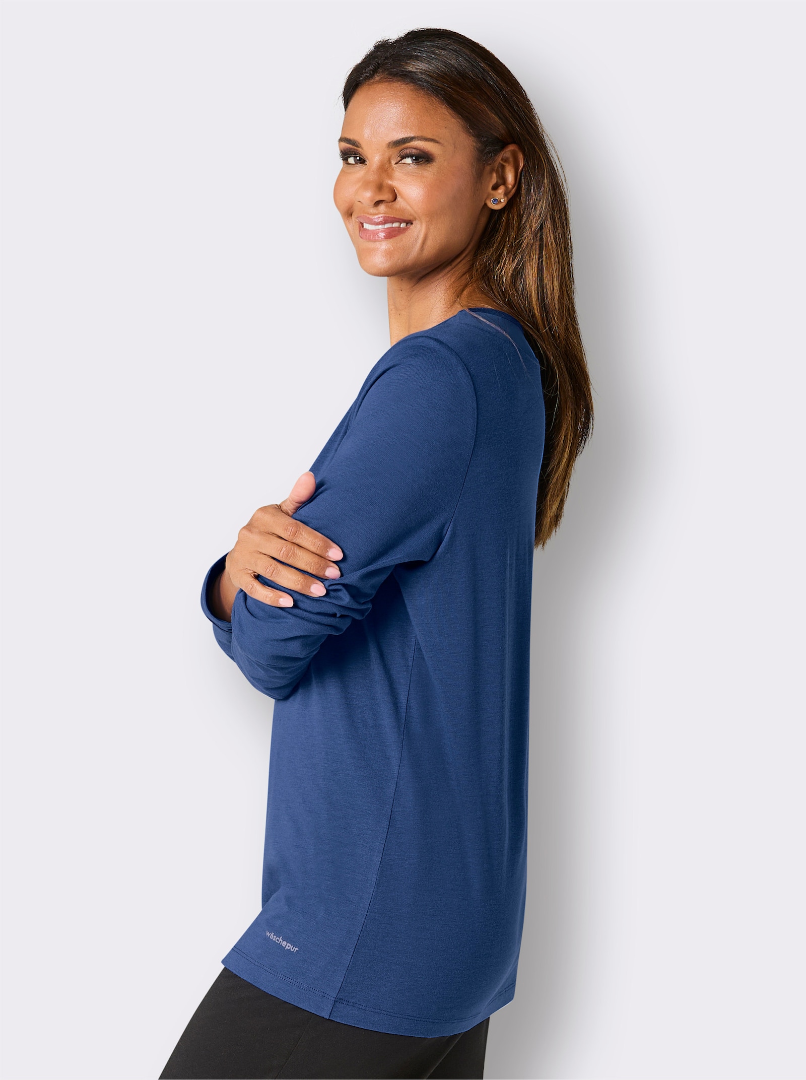 wäschepur Schlafanzugshirt mit Mesh-Details - royalblau