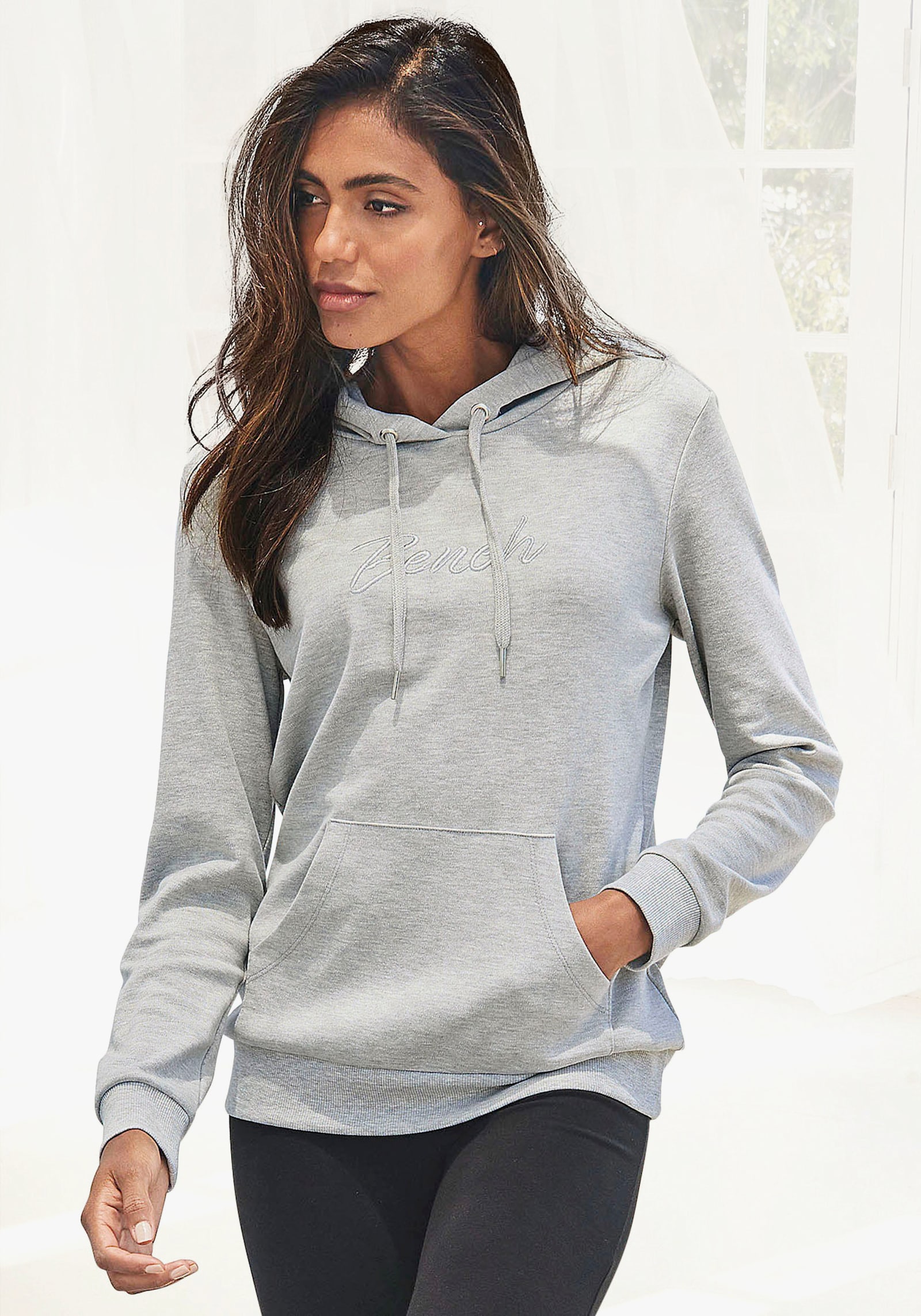 Bench. Loungewear Kapuzensweatshirt - hellgrau-meliert