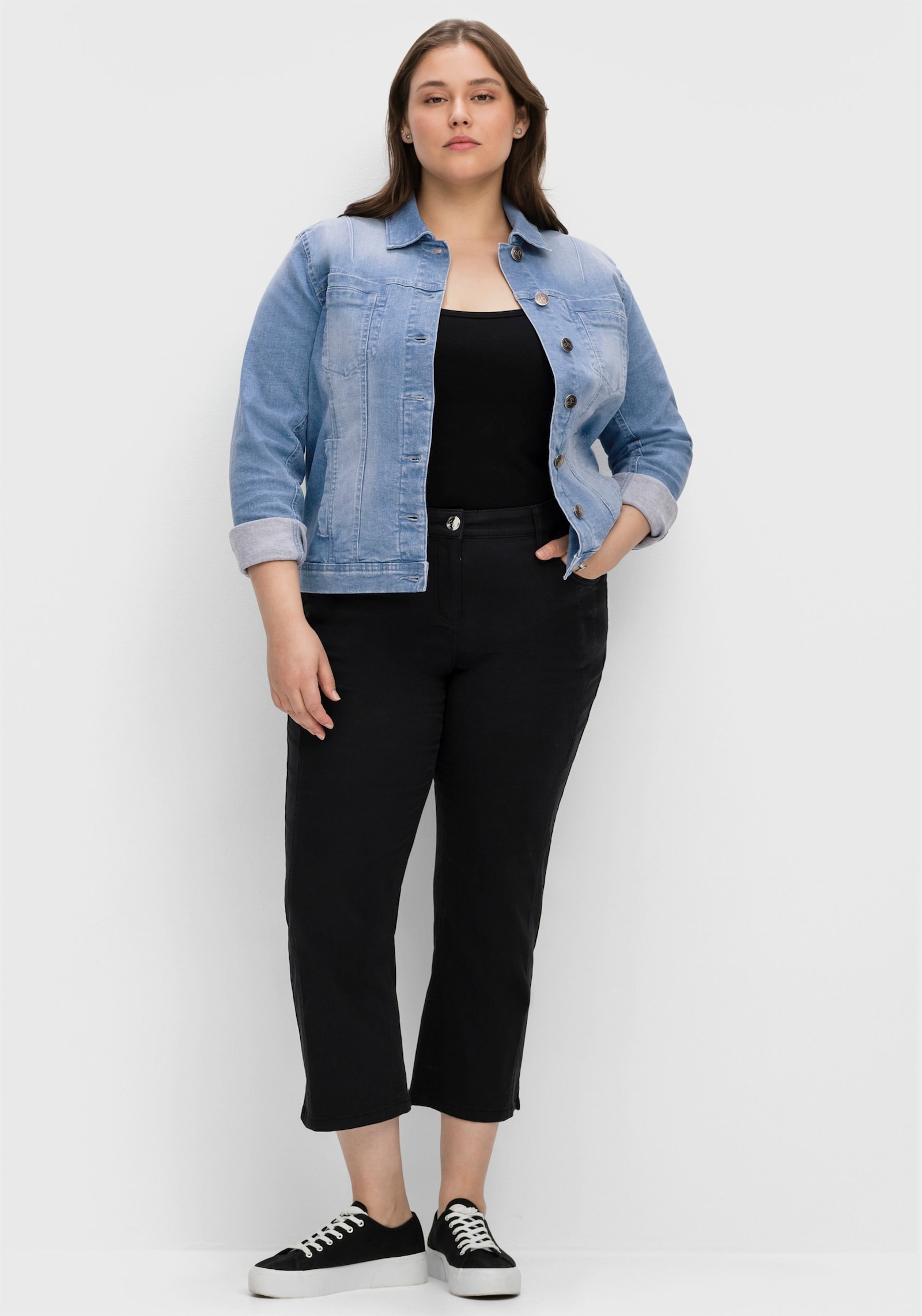 sheego Jeansjack in licht getailleerd model - light blue-denim